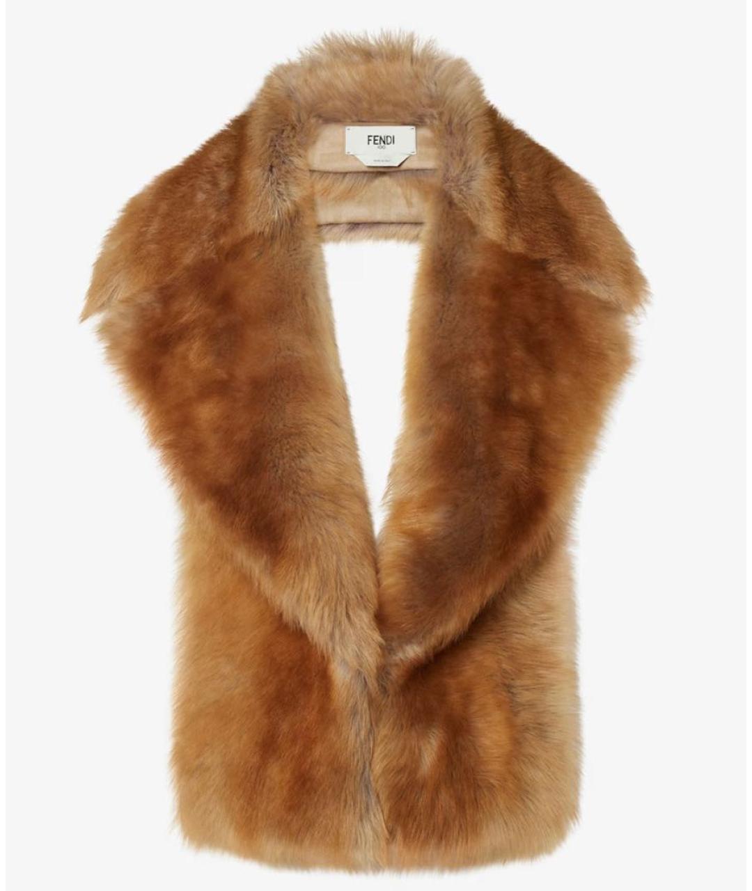 FENDI Коричневая меховая шуба, фото 4