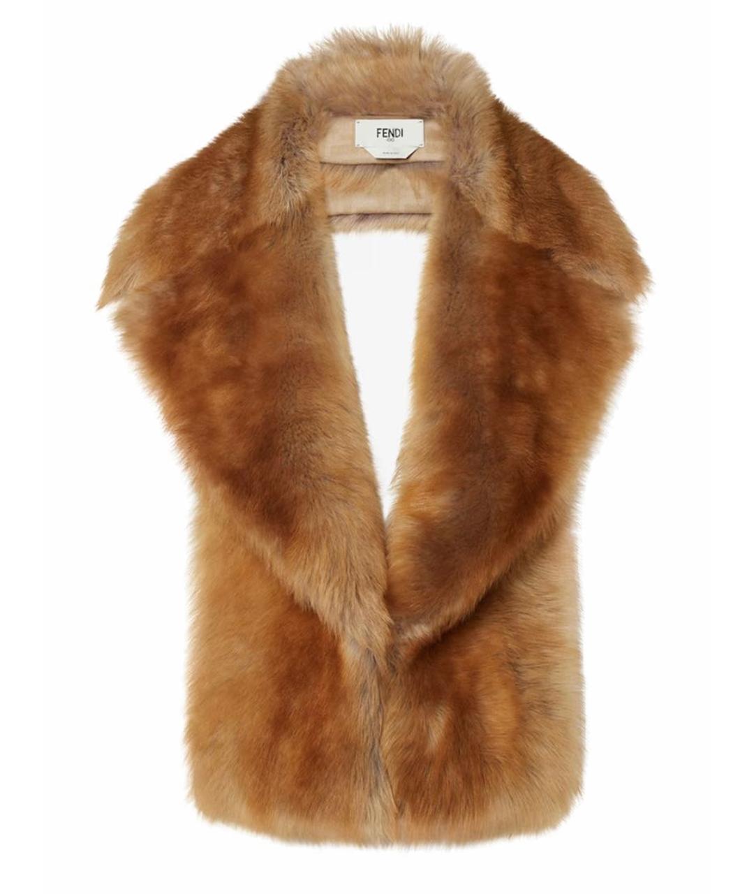 FENDI Коричневая меховая шуба, фото 1