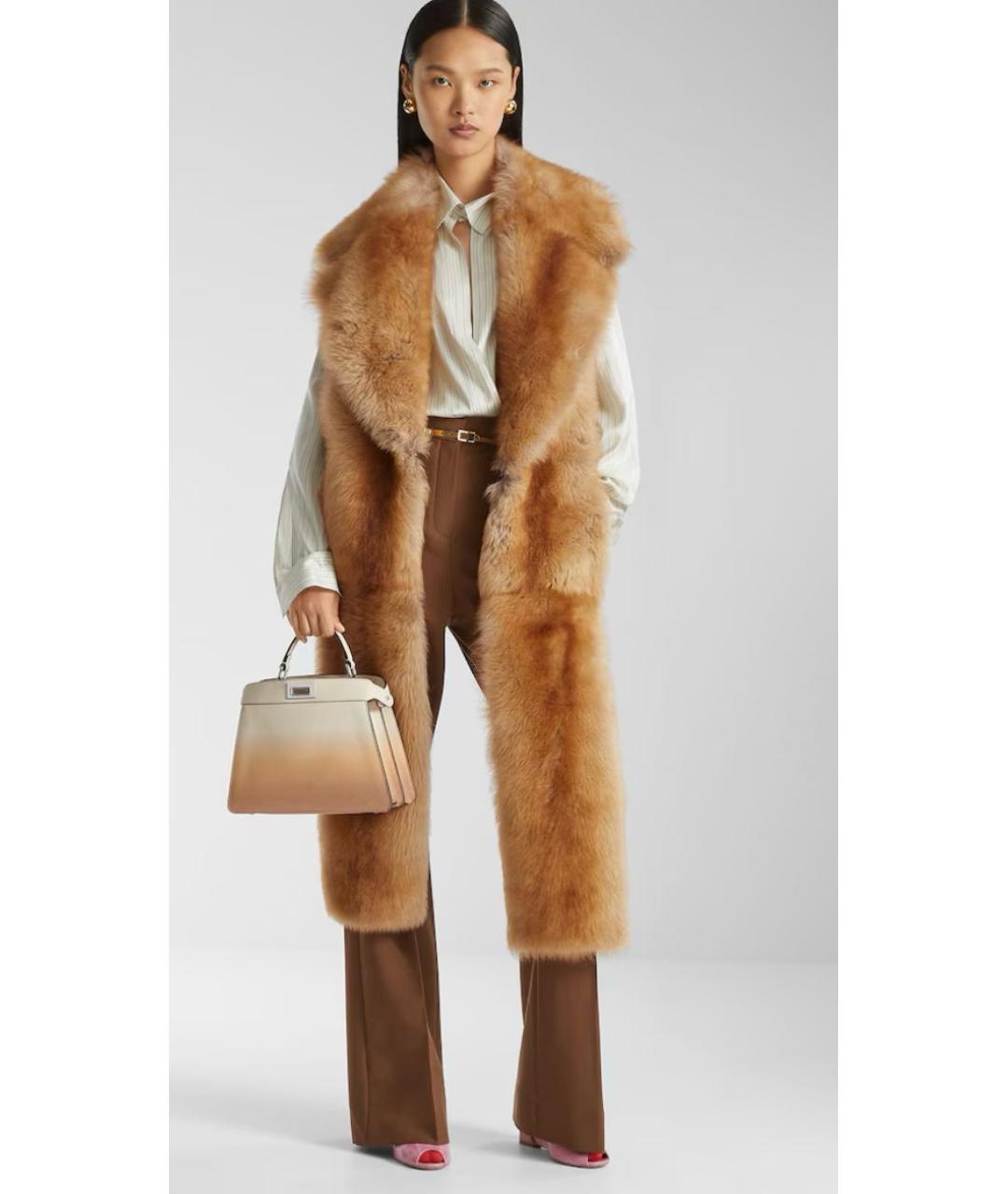 FENDI Коричневая меховая шуба, фото 4