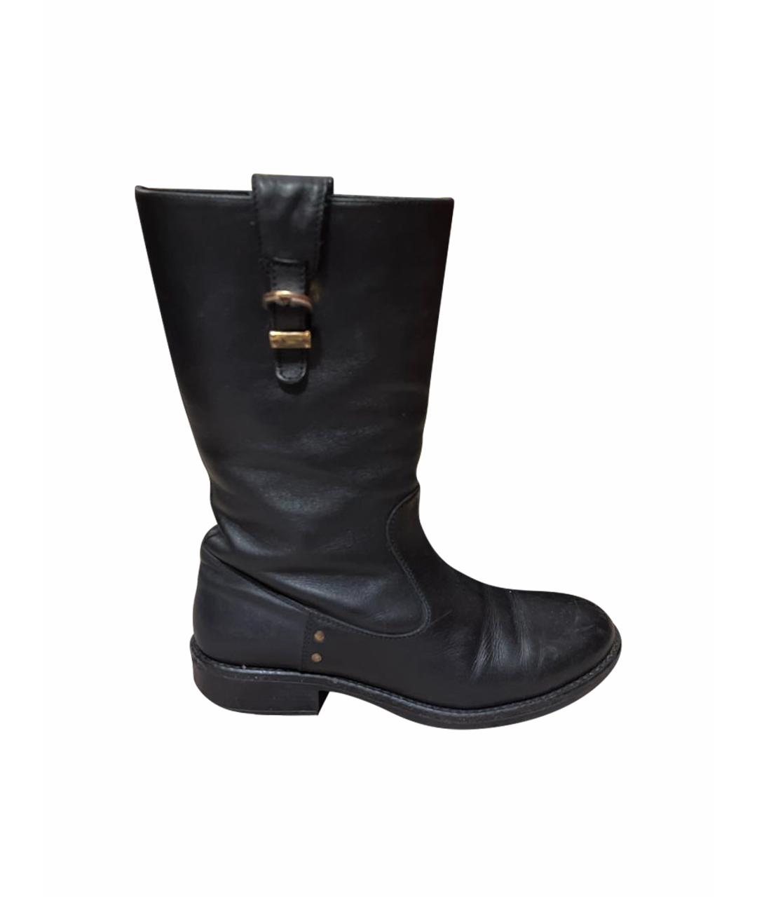 DOLCE&GABBANA Черные кожаные сапоги, фото 1