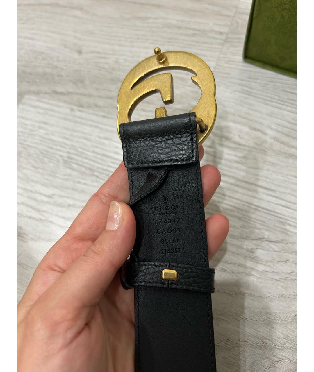 GUCCI Черный кожаный ремень, фото 2