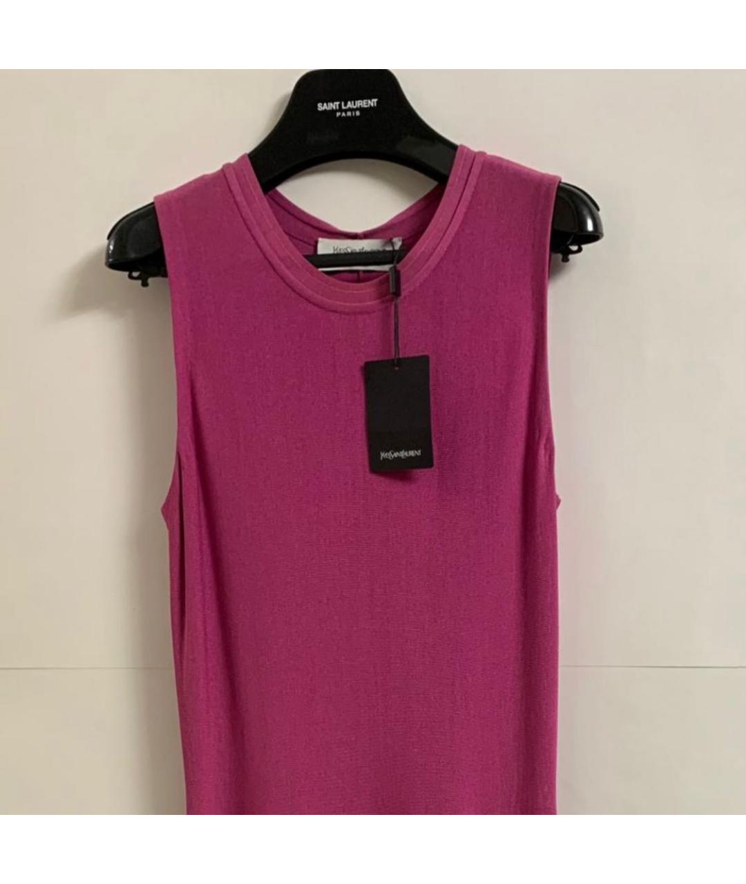 SAINT LAURENT Розовое хлопковое повседневное платье, фото 2