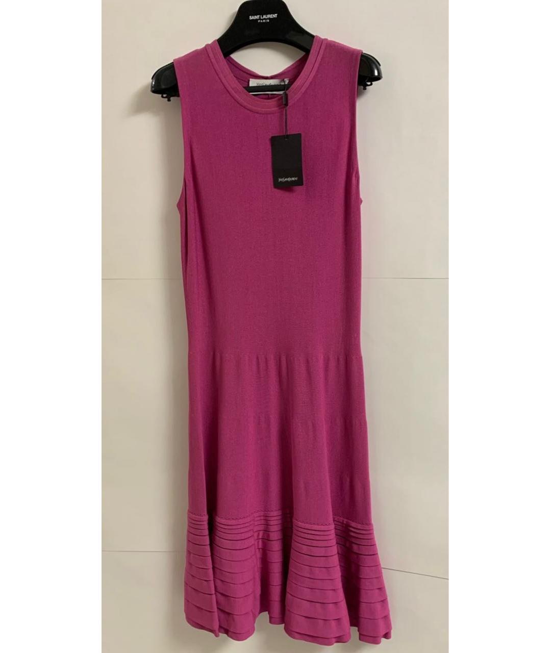 SAINT LAURENT Розовое хлопковое повседневное платье, фото 3