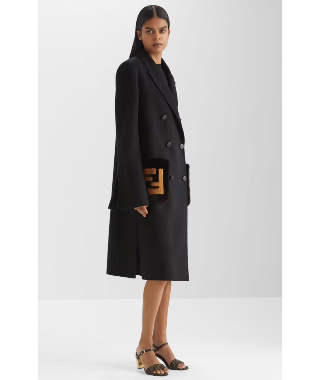 FENDI Черное пальто, фото 4