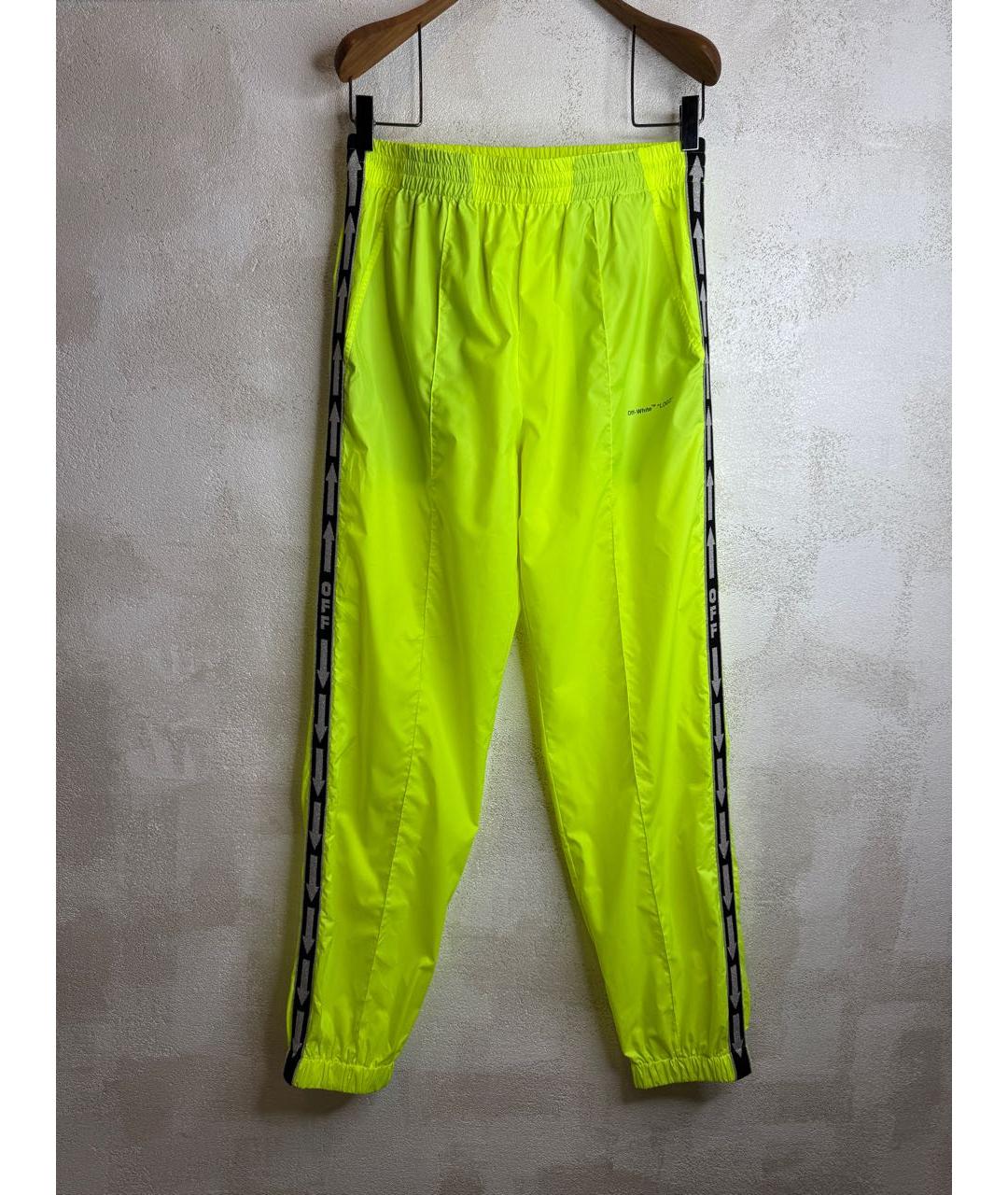 OFF-WHITE Салатовые полиэстеровые повседневные брюки, фото 9