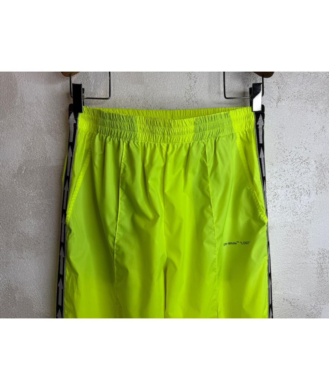 OFF-WHITE Салатовые полиэстеровые повседневные брюки, фото 2