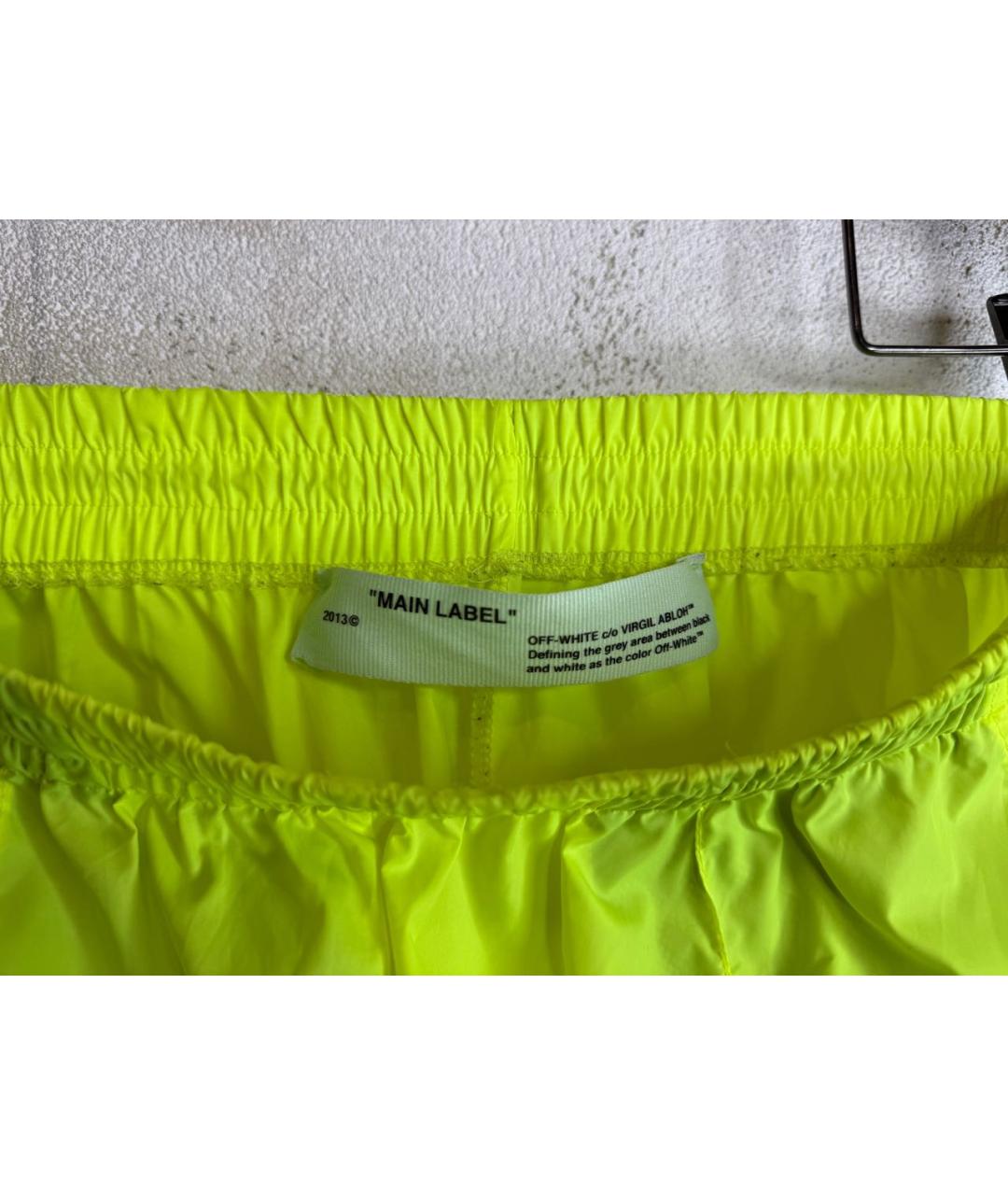OFF-WHITE Салатовые полиэстеровые повседневные брюки, фото 5