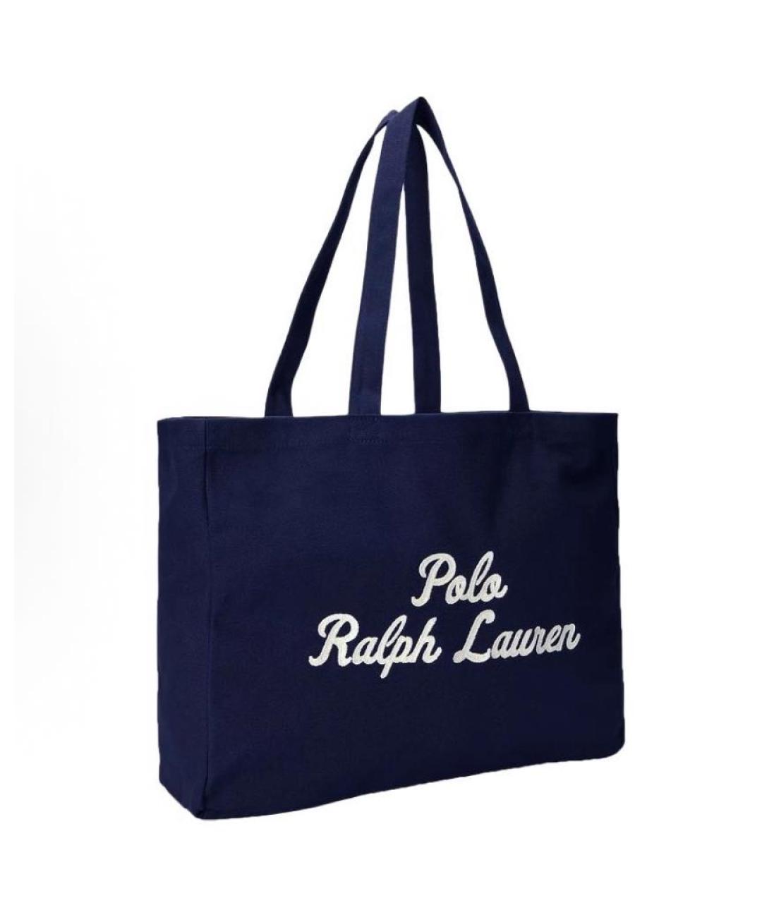 POLO RALPH LAUREN Темно-синяя хлопковая сумка тоут, фото 2