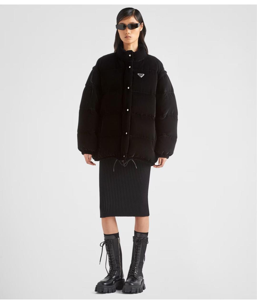 PRADA Черный вискозный пуховик, фото 2