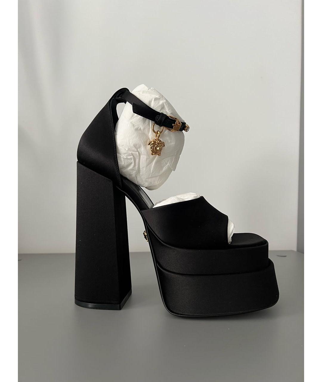 VERSACE Черные текстильные босоножки, фото 8