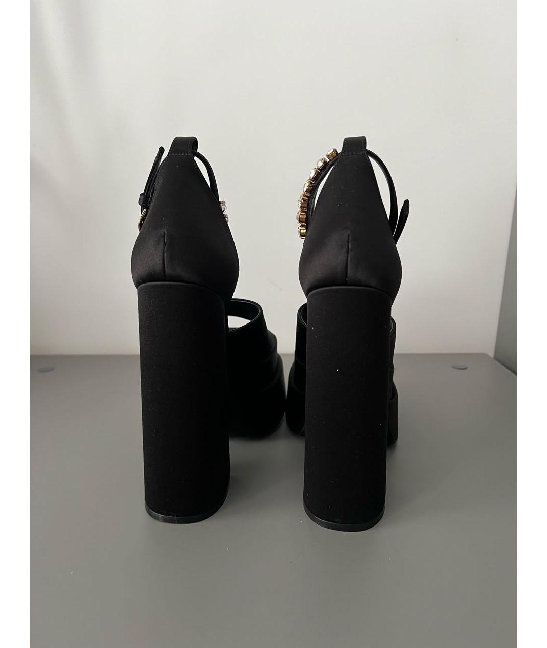 VERSACE Черные текстильные босоножки, фото 4
