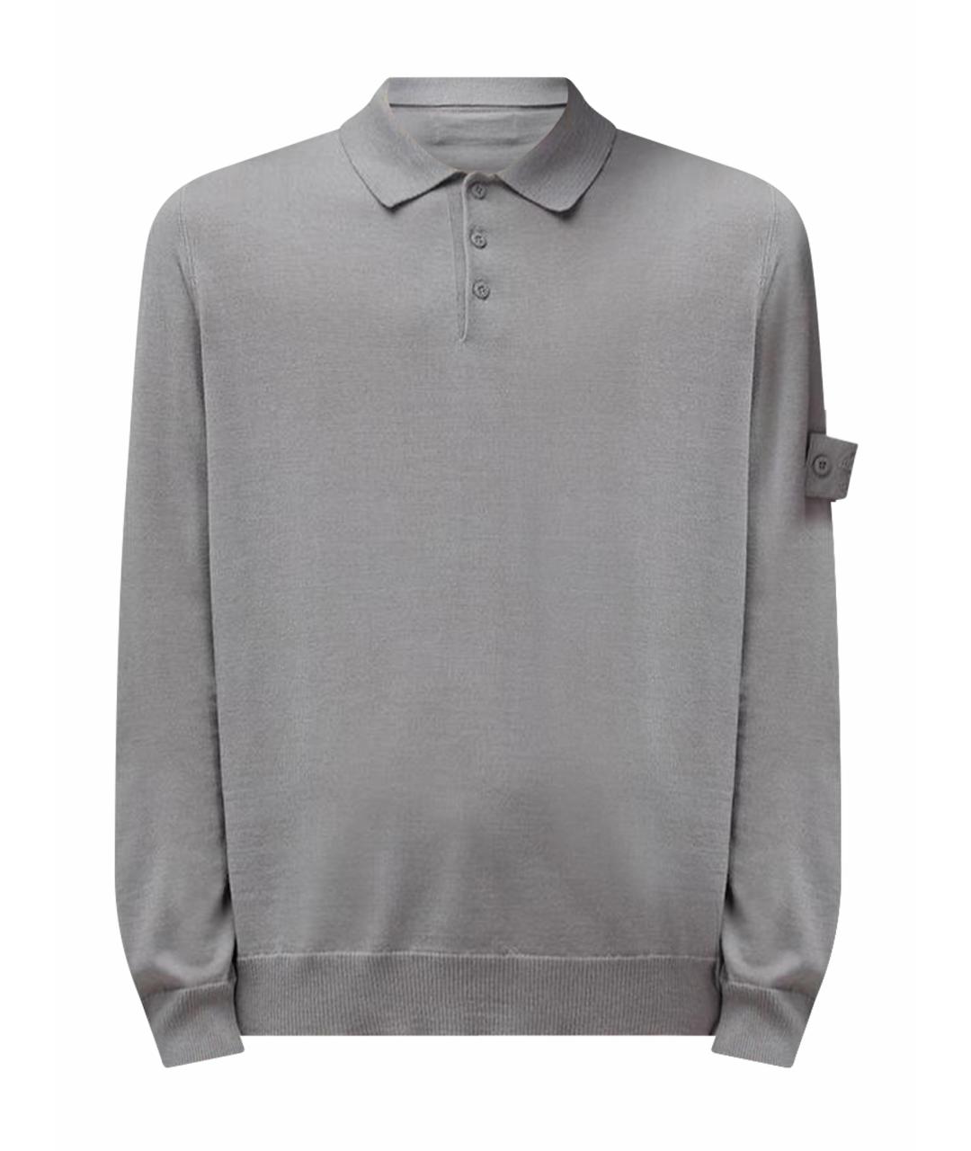 STONE ISLAND Серое поло с длинным рукавом, фото 1