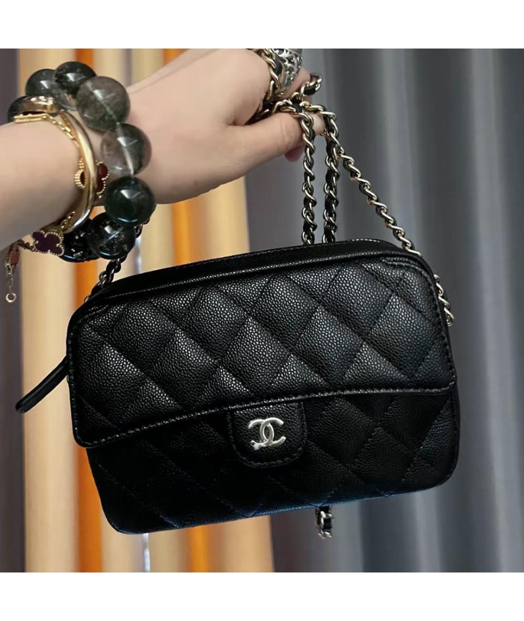 CHANEL Черная кожаная сумка через плечо, фото 3