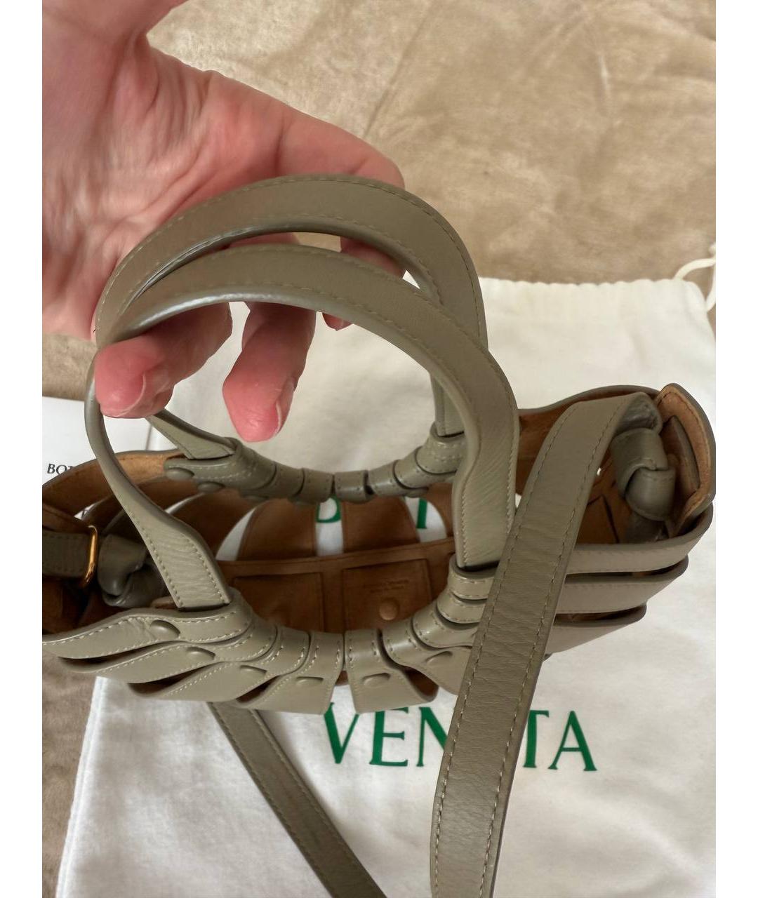 BOTTEGA VENETA Хаки кожаная сумка с короткими ручками, фото 7