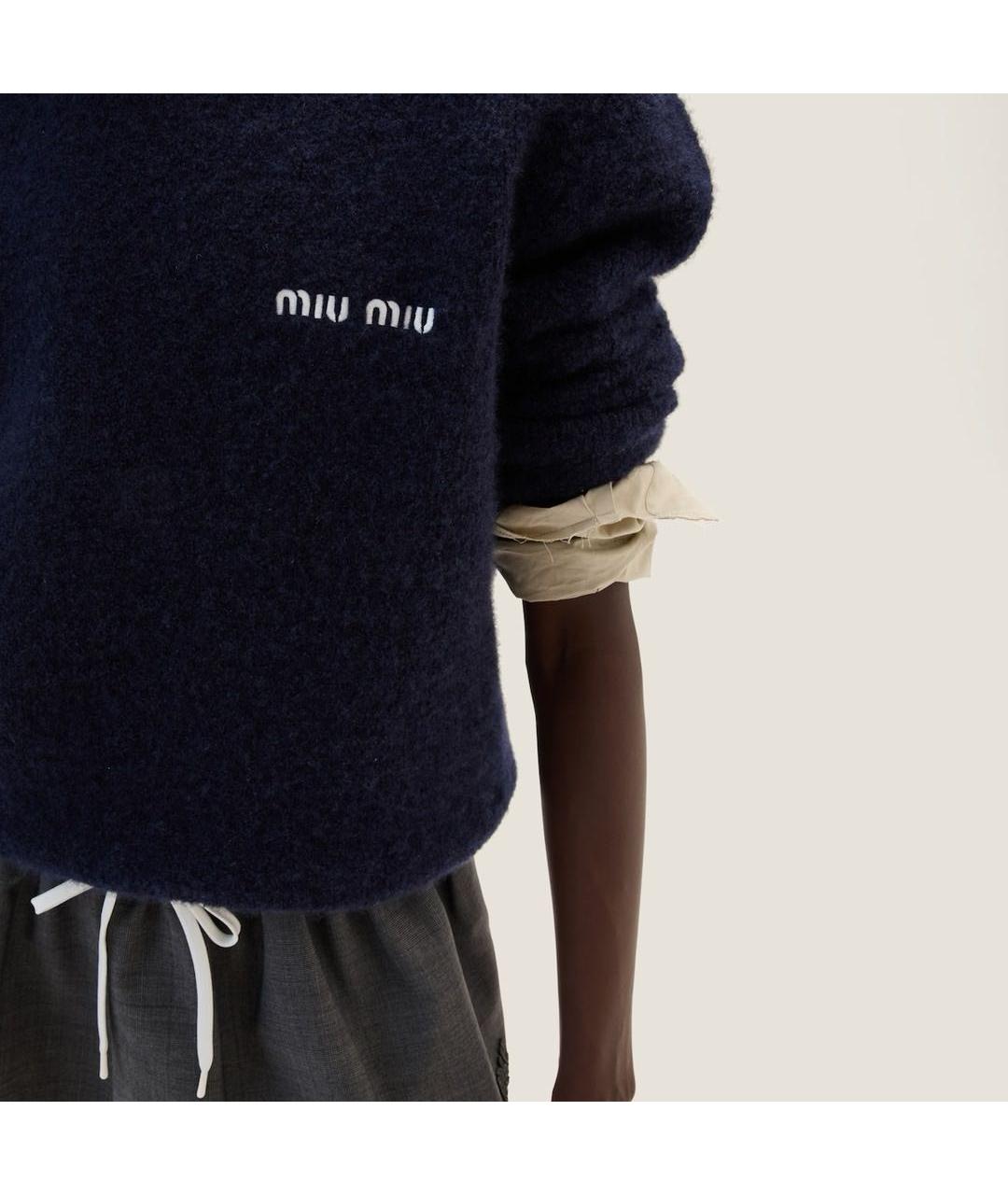 MIU MIU Темно-синий шерстяной джемпер / свитер, фото 3