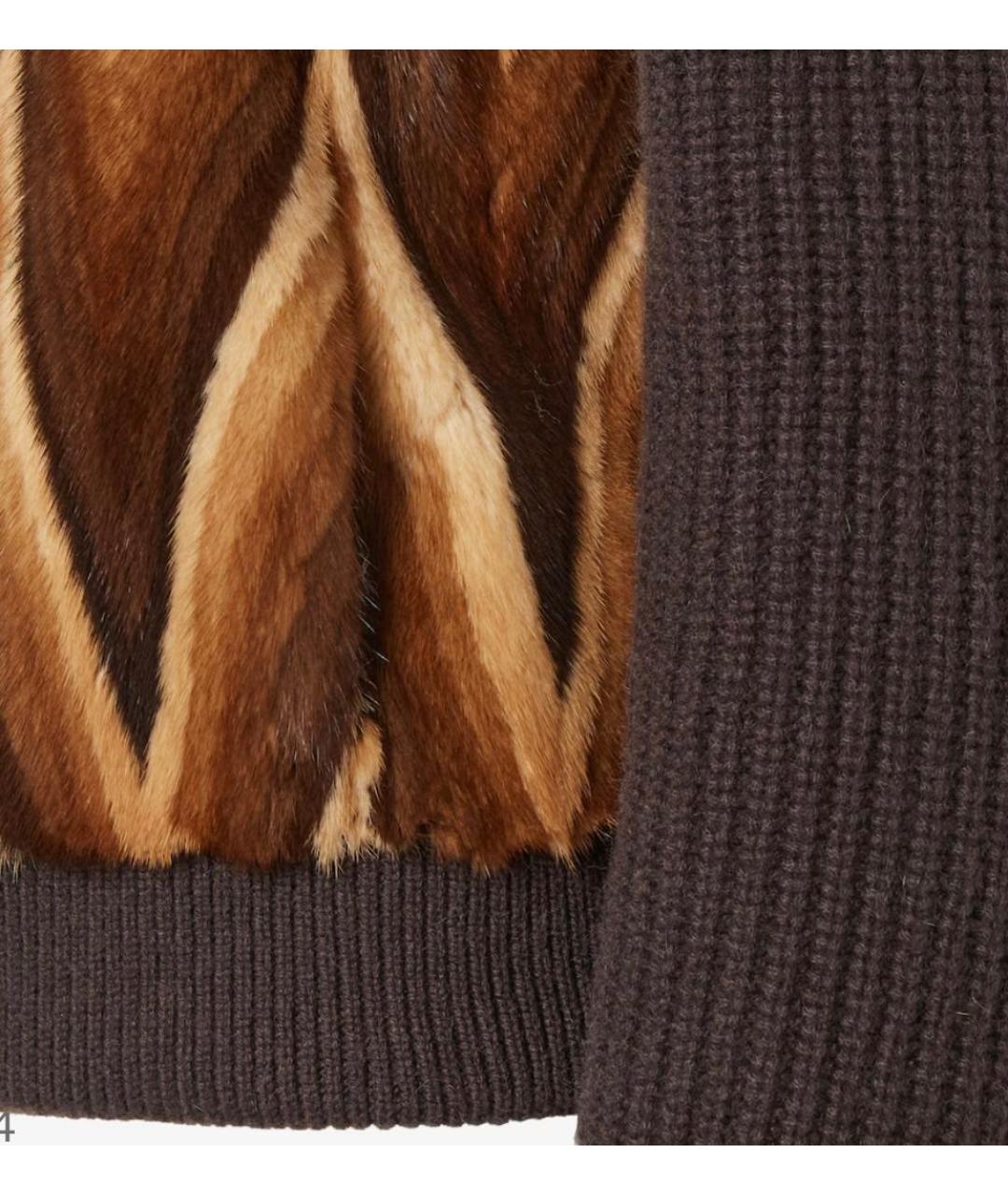 FENDI Коричневая меховая шуба, фото 3