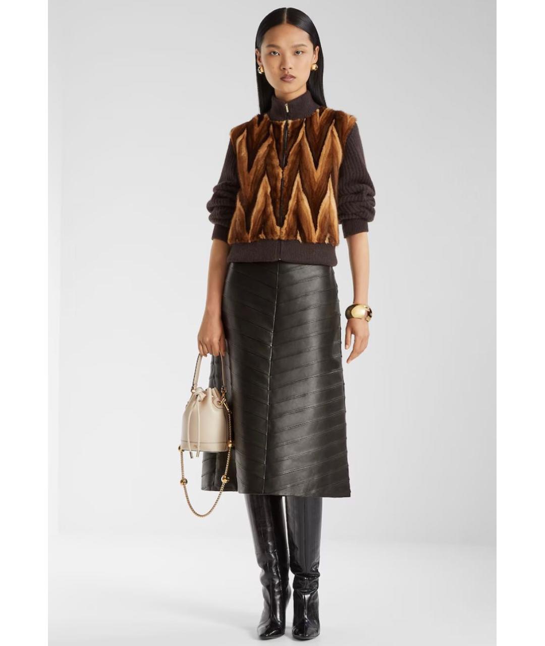 FENDI Коричневая меховая шуба, фото 4