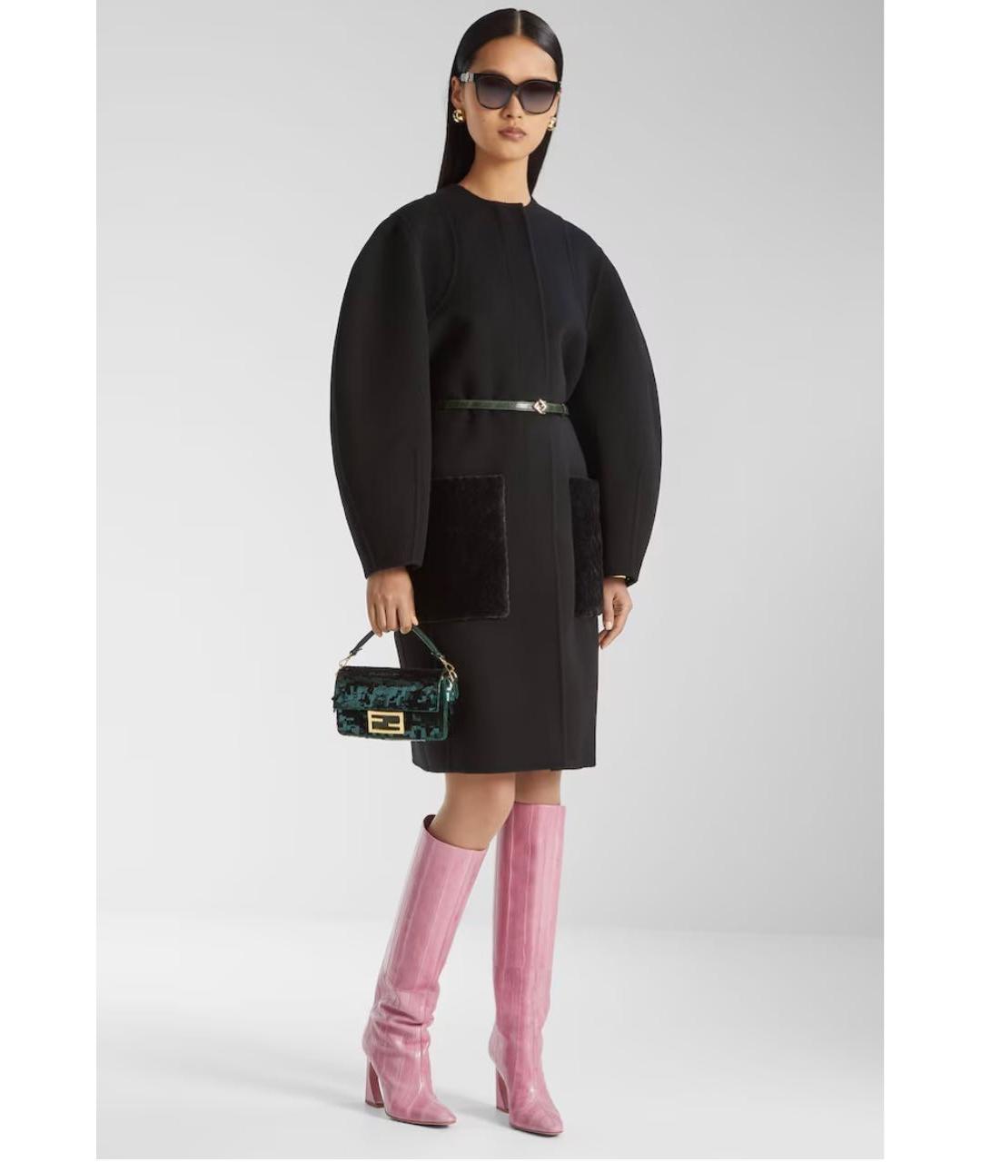 FENDI Черное пальто, фото 4