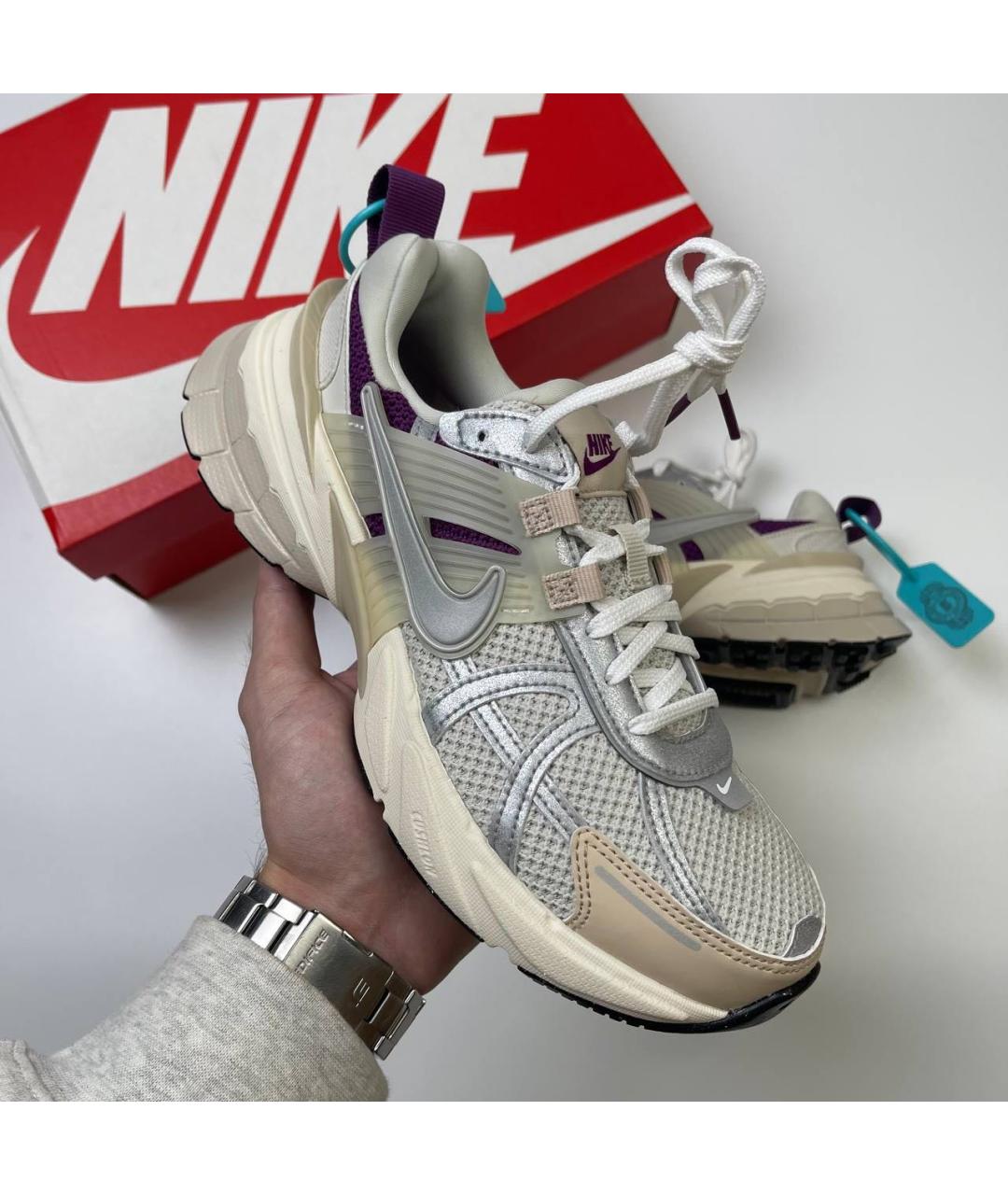 NIKE Серые синтетические кроссовки, фото 4
