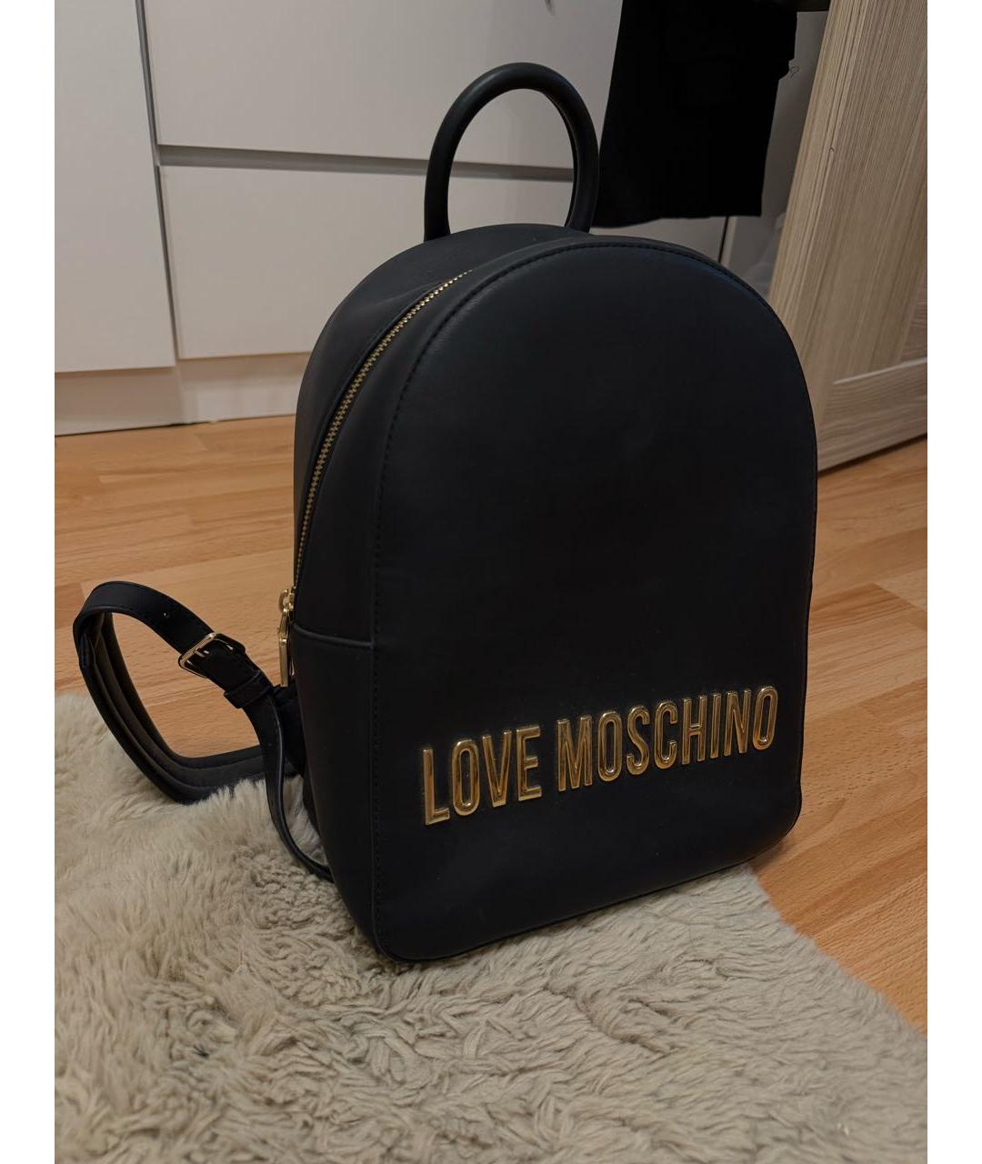 LOVE MOSCHINO Черный кожаный рюкзак, фото 7