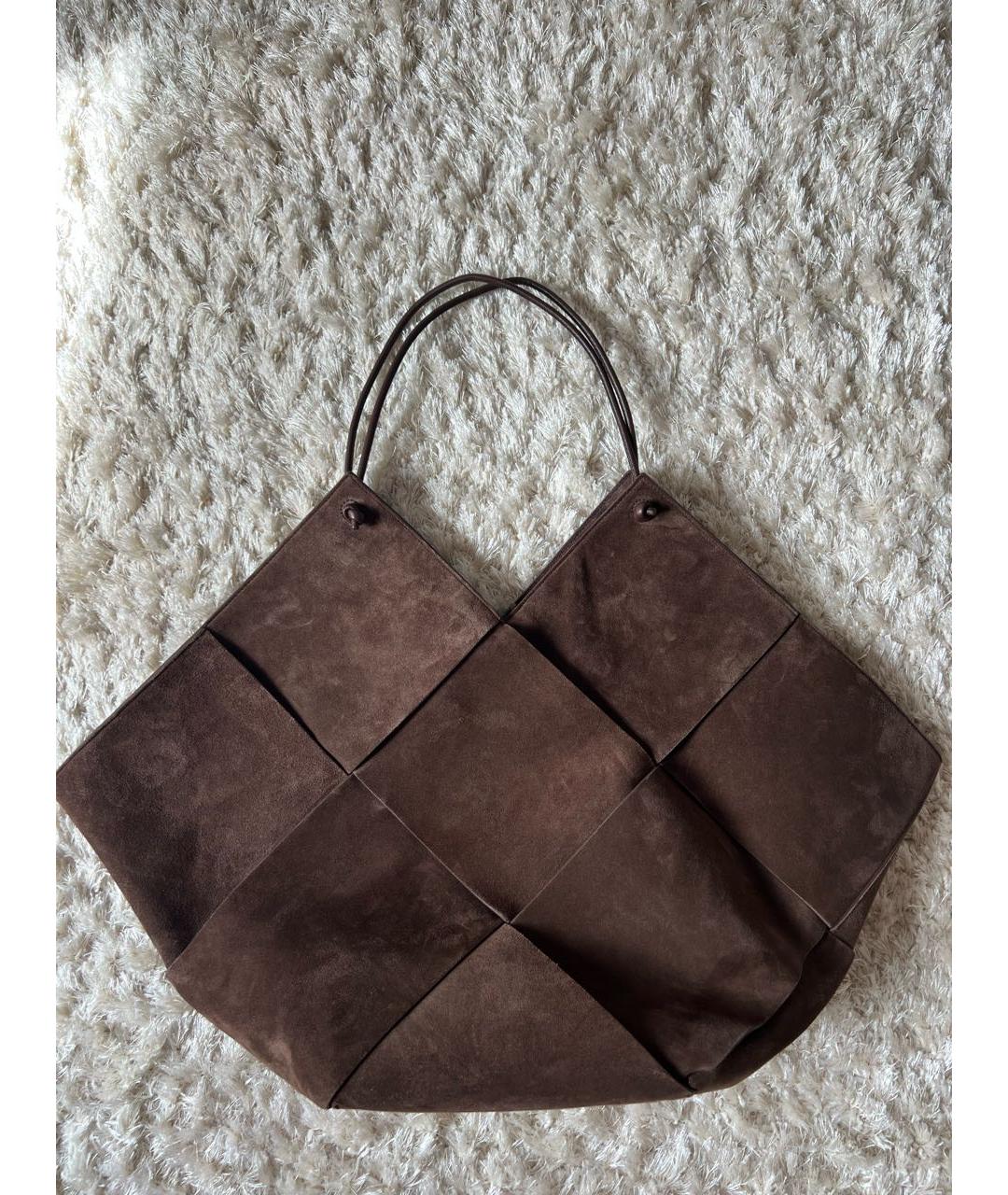 BOTTEGA VENETA Коричневая замшевая сумка тоут, фото 6