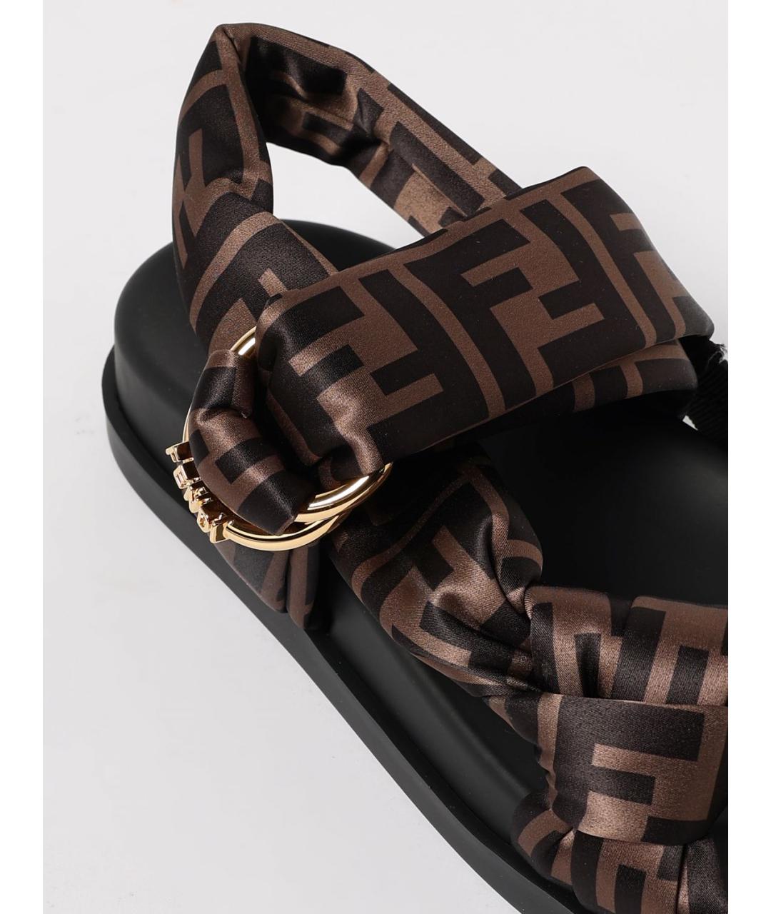 FENDI Коричневые сандалии, фото 4