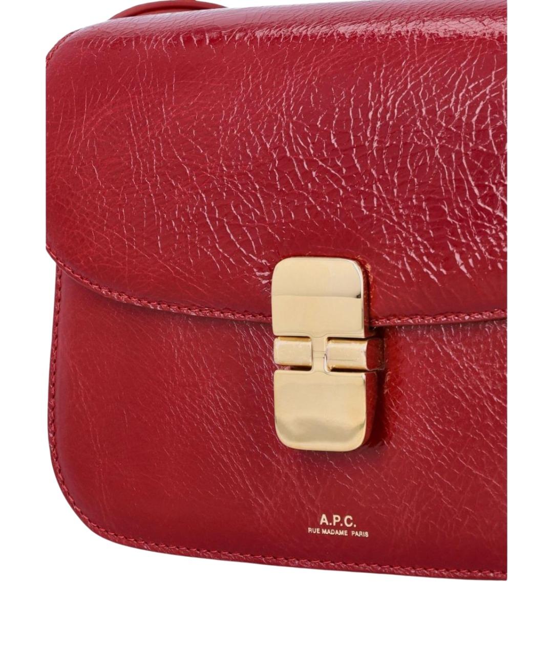 A.P.C. Красная кожаная сумка тоут, фото 3