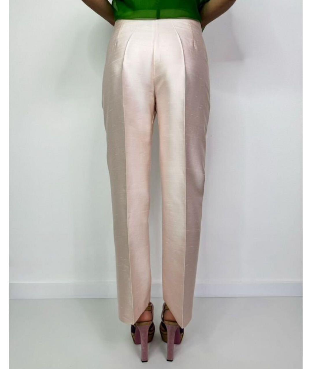 MAX MARA Розовые шелковые прямые брюки, фото 2