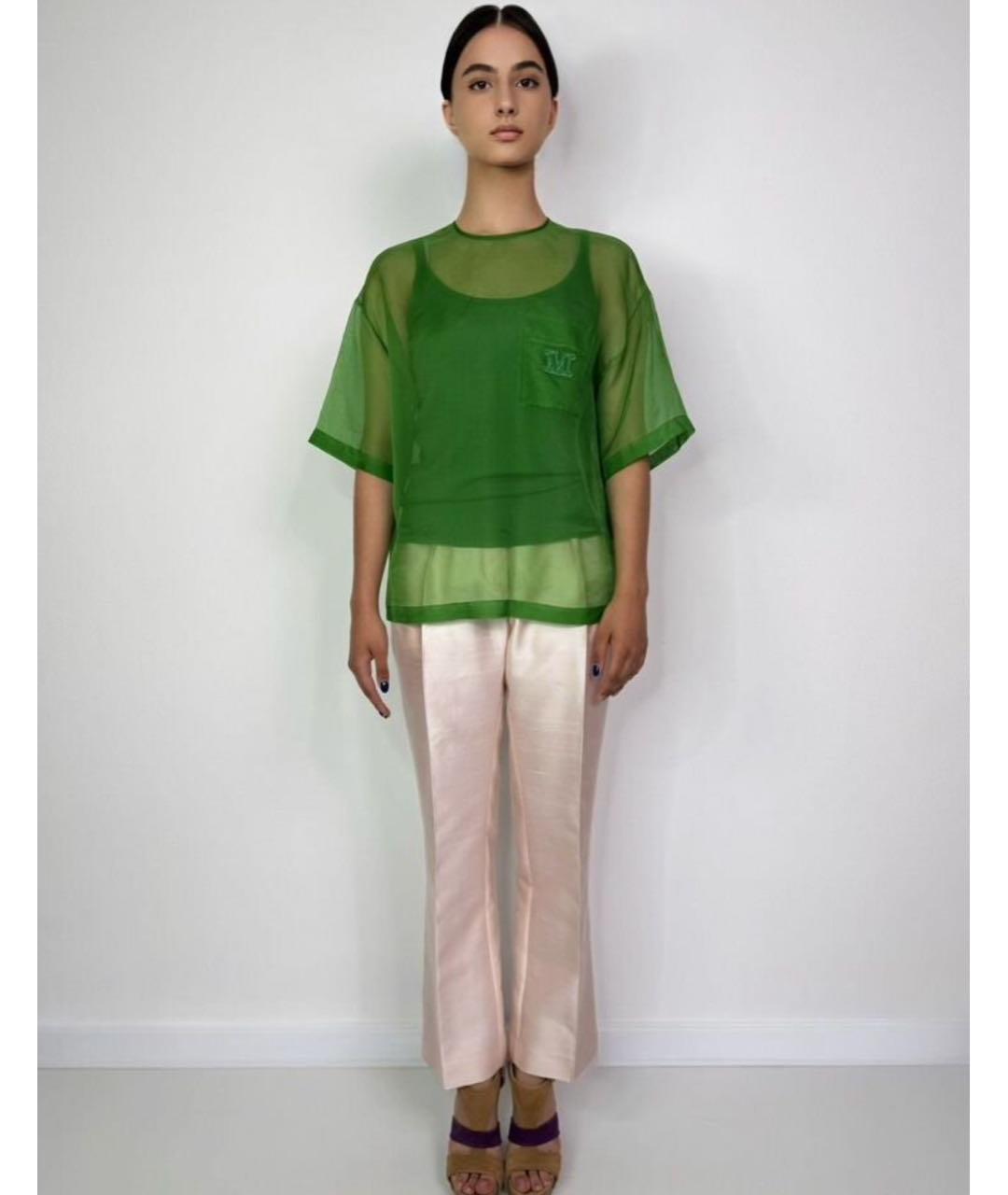 MAX MARA Розовые шелковые прямые брюки, фото 6