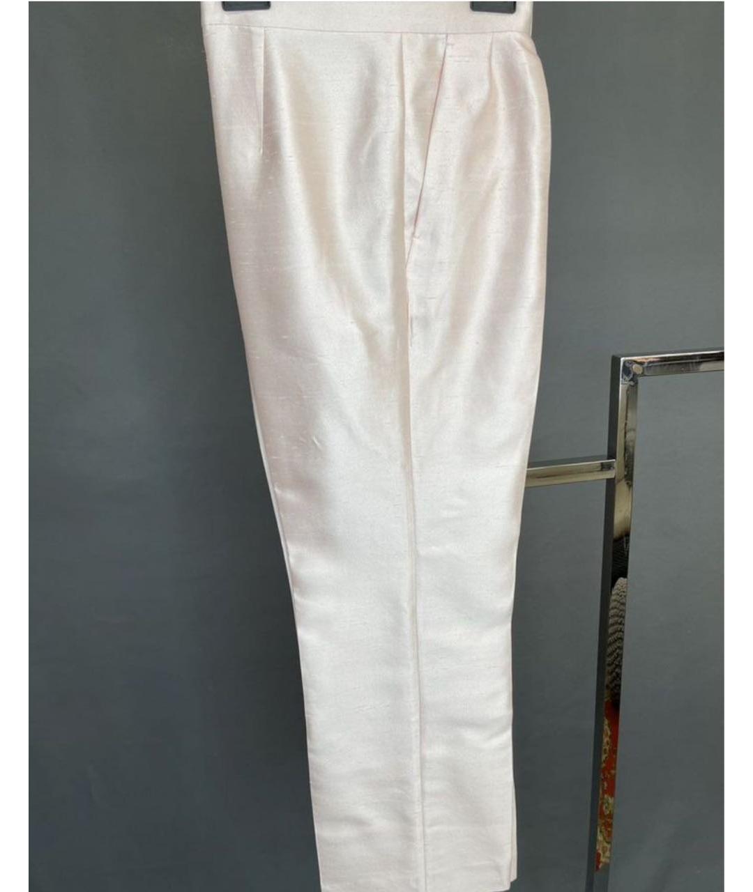 MAX MARA Розовые шелковые прямые брюки, фото 5
