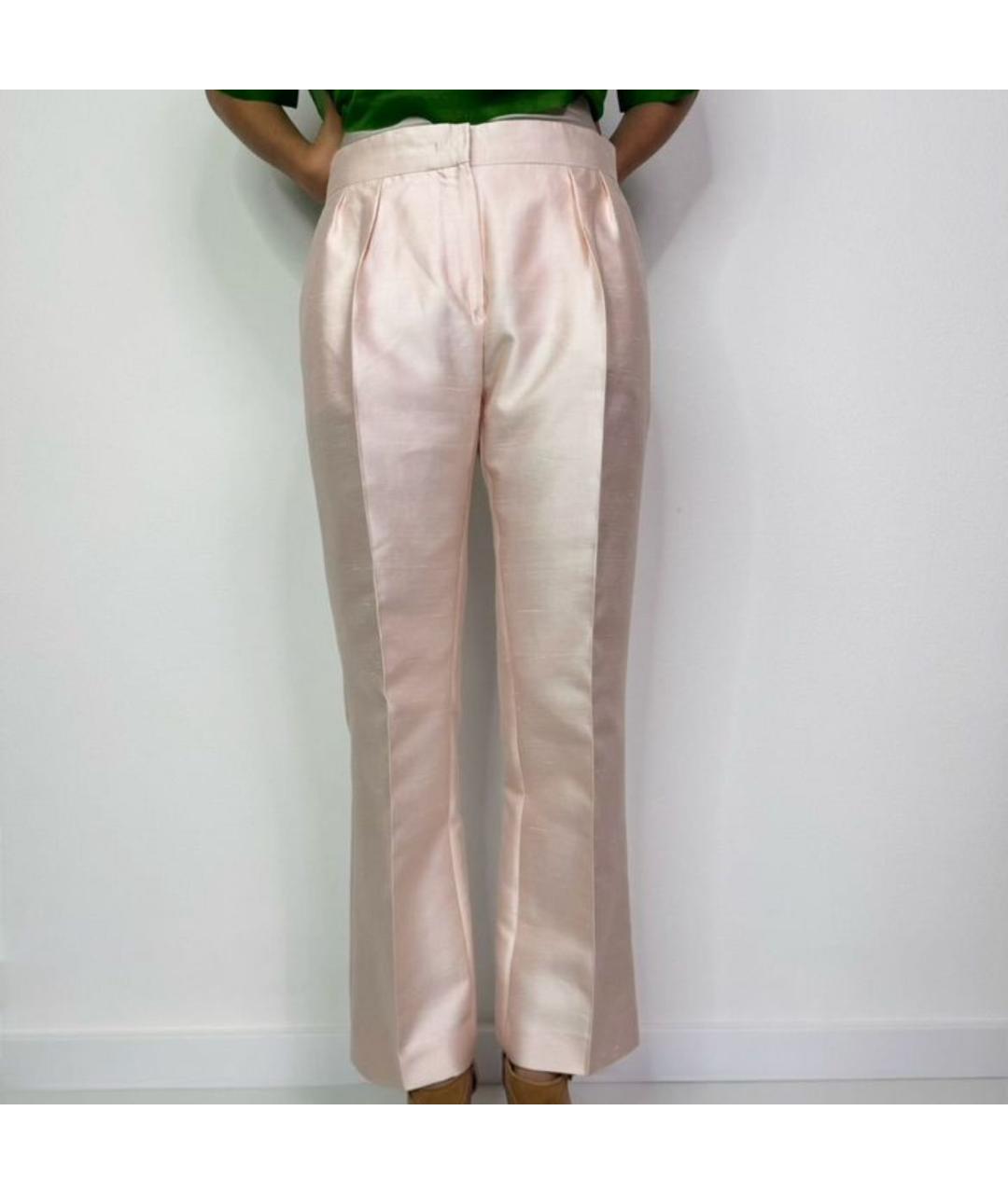 MAX MARA Розовые шелковые прямые брюки, фото 7