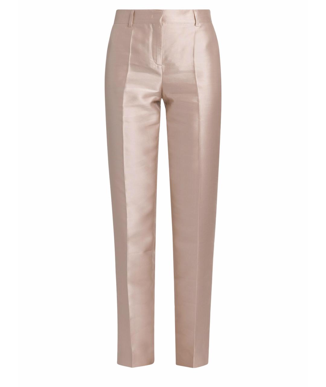 MAX MARA Розовые шелковые прямые брюки, фото 1