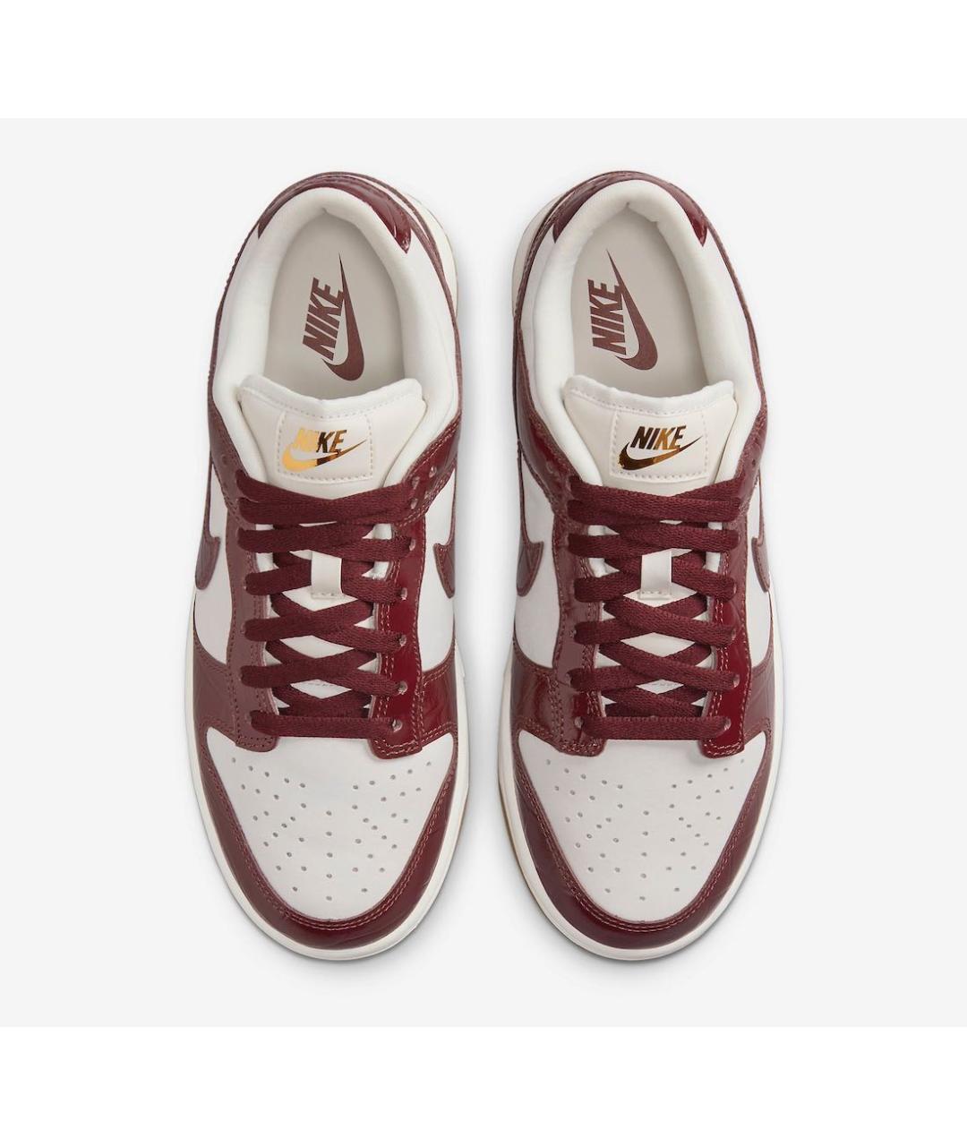 NIKE Бордовые низкие кроссовки / кеды из лакированной кожи, фото 3