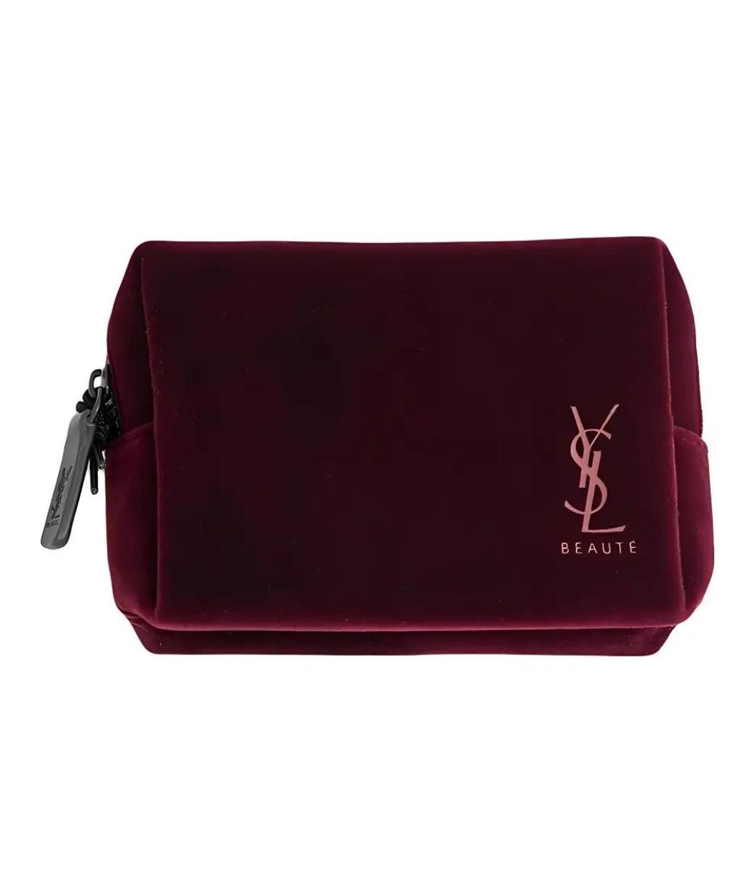 YVES SAINT LAURENT BEAUTY Бордовая бархатная косметичка, фото 1