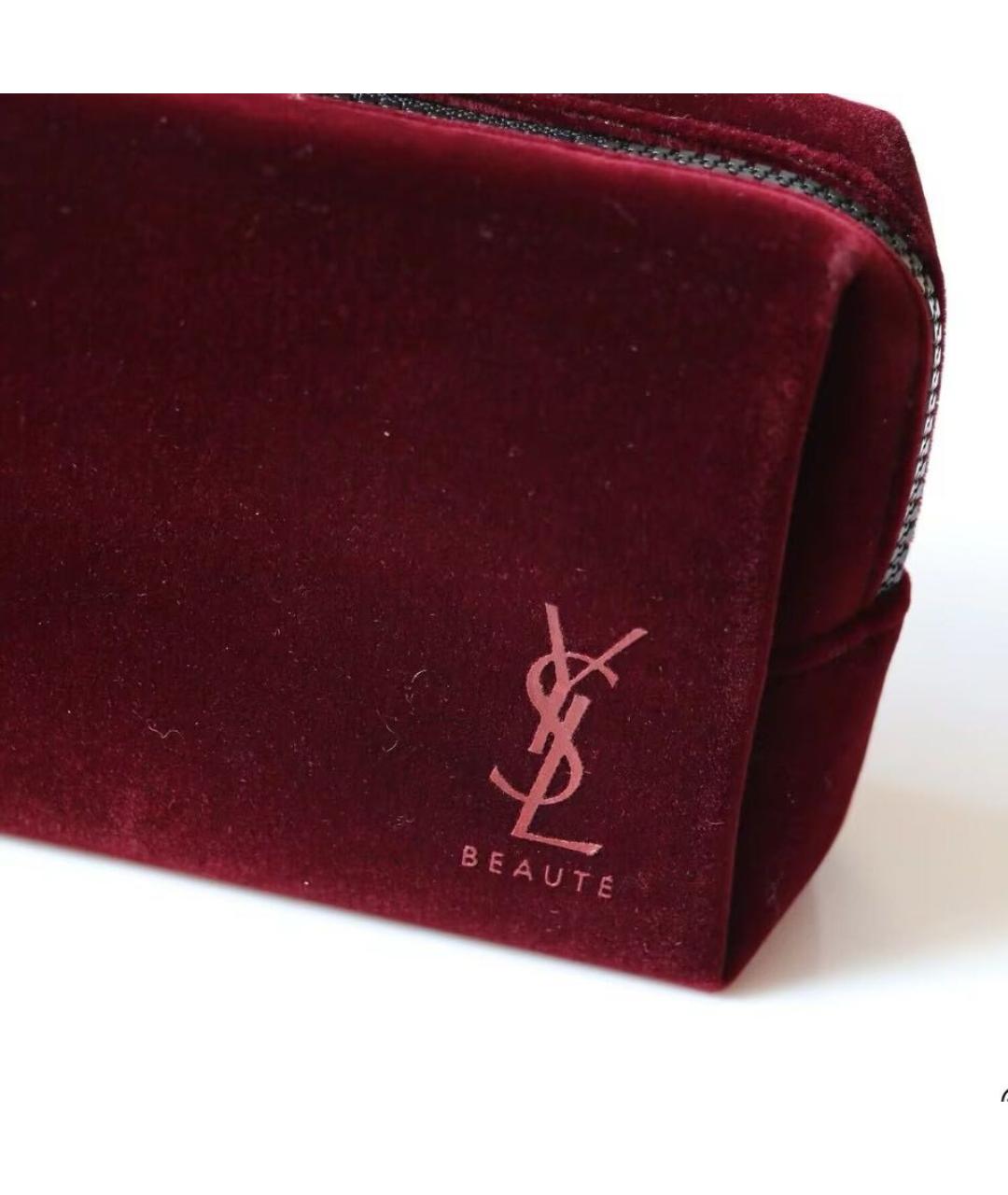 YVES SAINT LAURENT BEAUTY Бордовая бархатная косметичка, фото 3
