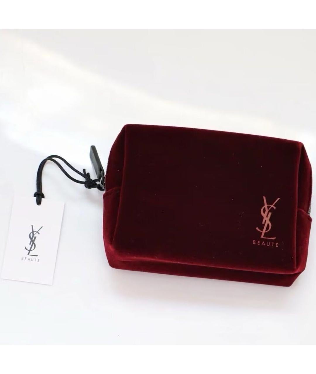 YVES SAINT LAURENT BEAUTY Бордовая бархатная косметичка, фото 2