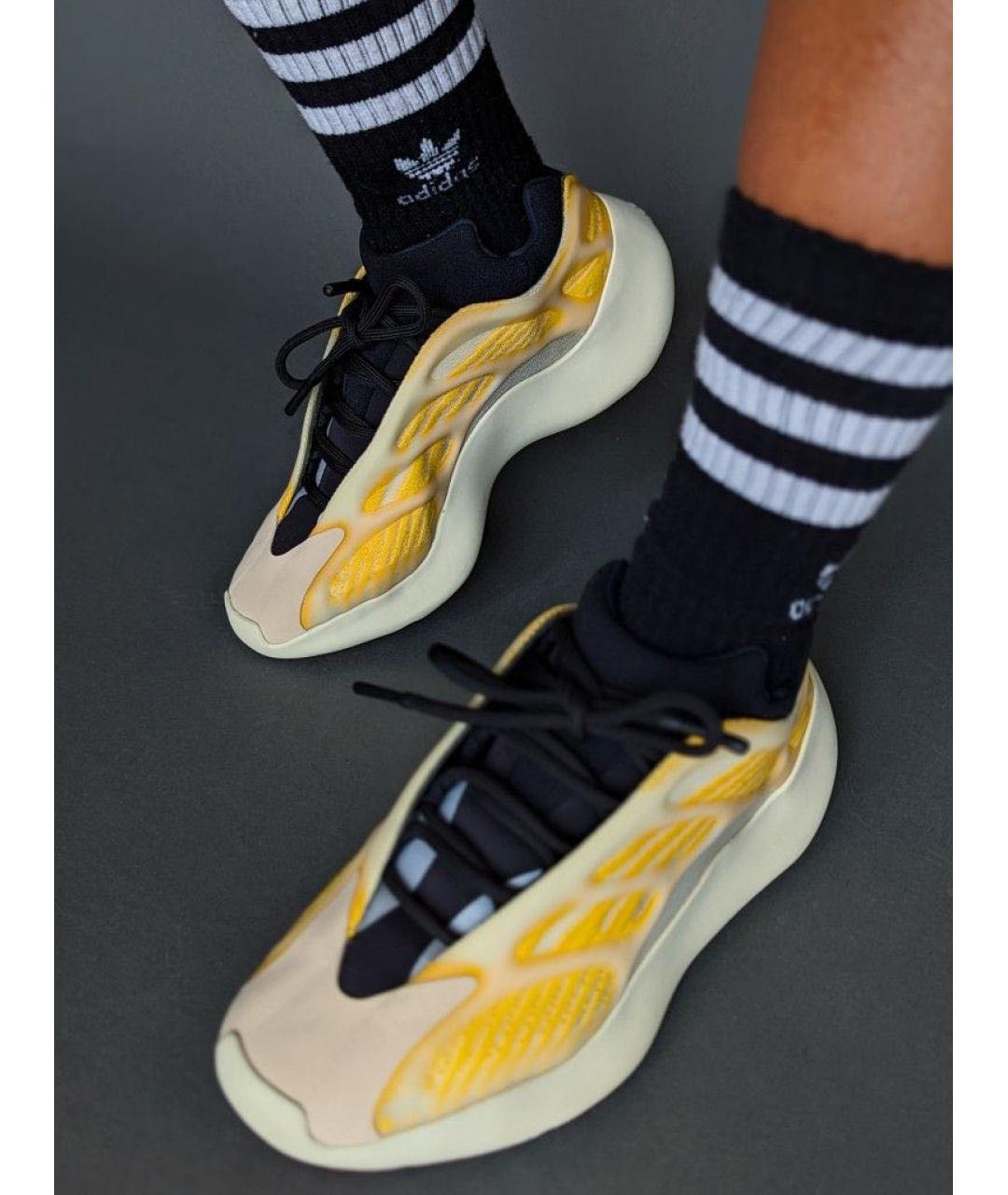 ADIDAS YEEZY Желтые текстильные низкие кроссовки / кеды, фото 5