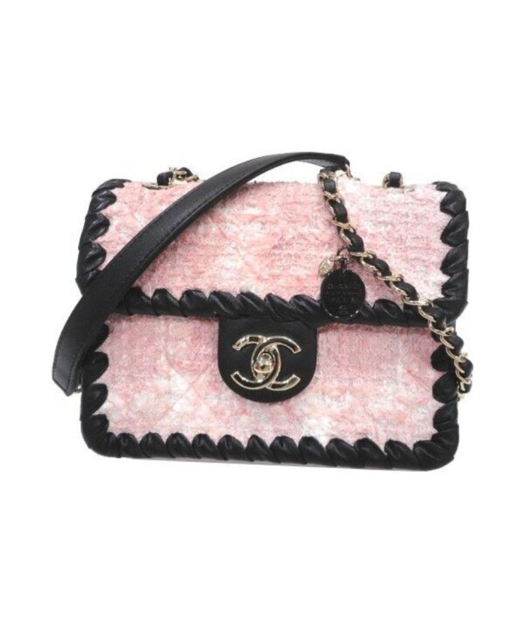 CHANEL Розовая твидовая сумка через плечо, фото 1