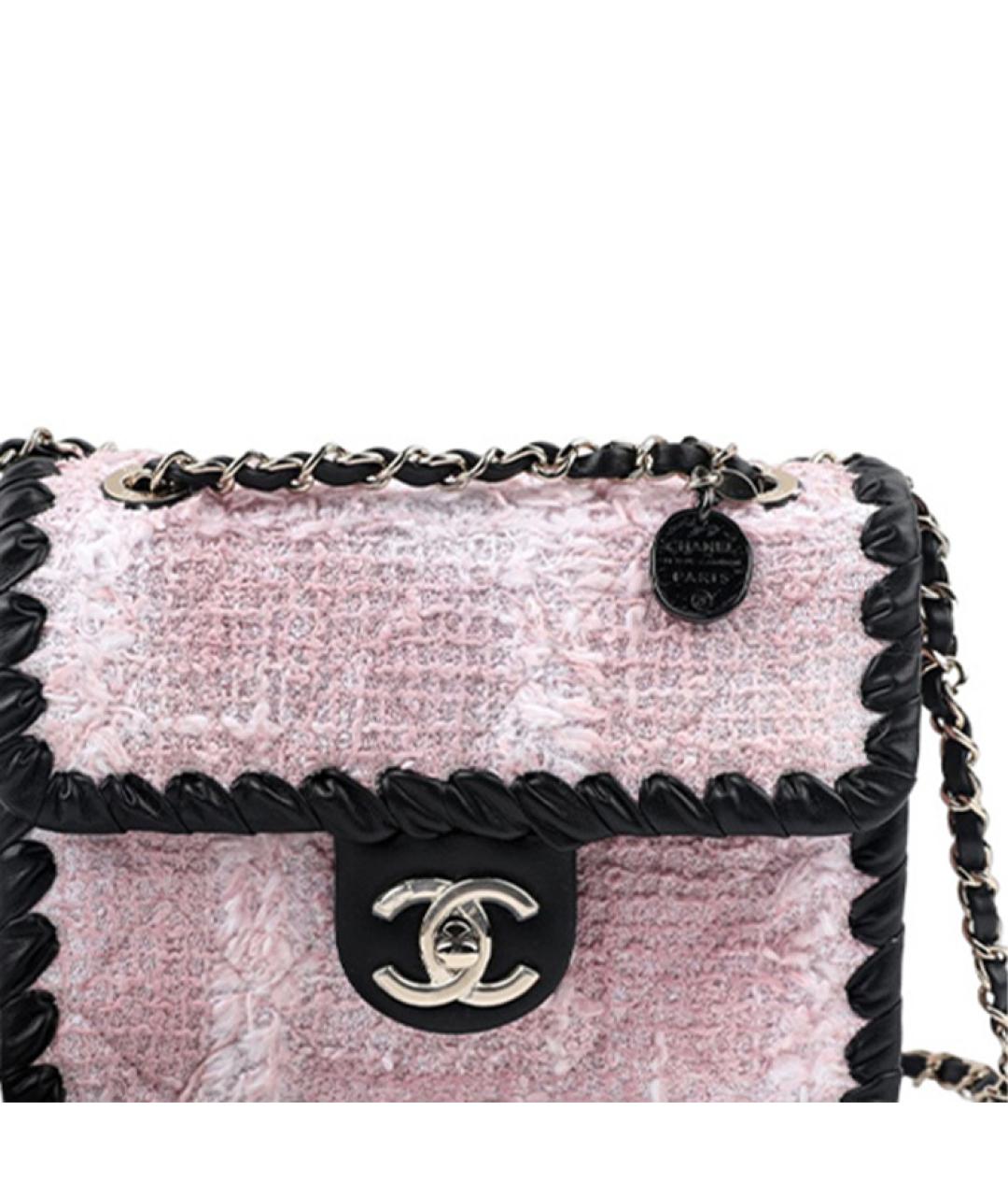 CHANEL Розовая твидовая сумка через плечо, фото 5