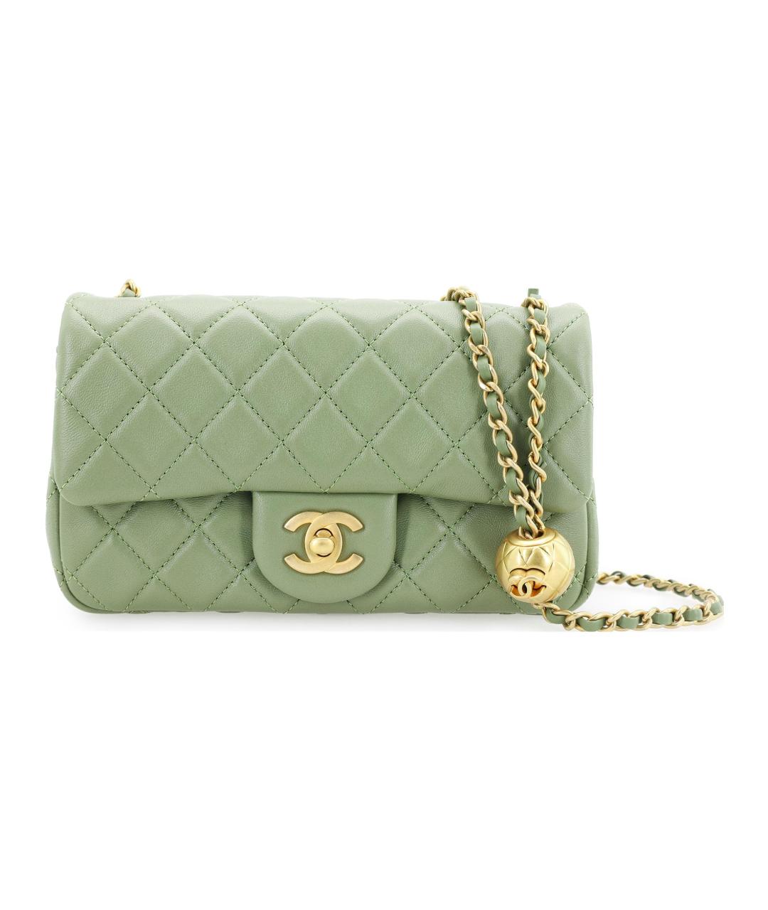 CHANEL Зеленая кожаная сумка через плечо, фото 7