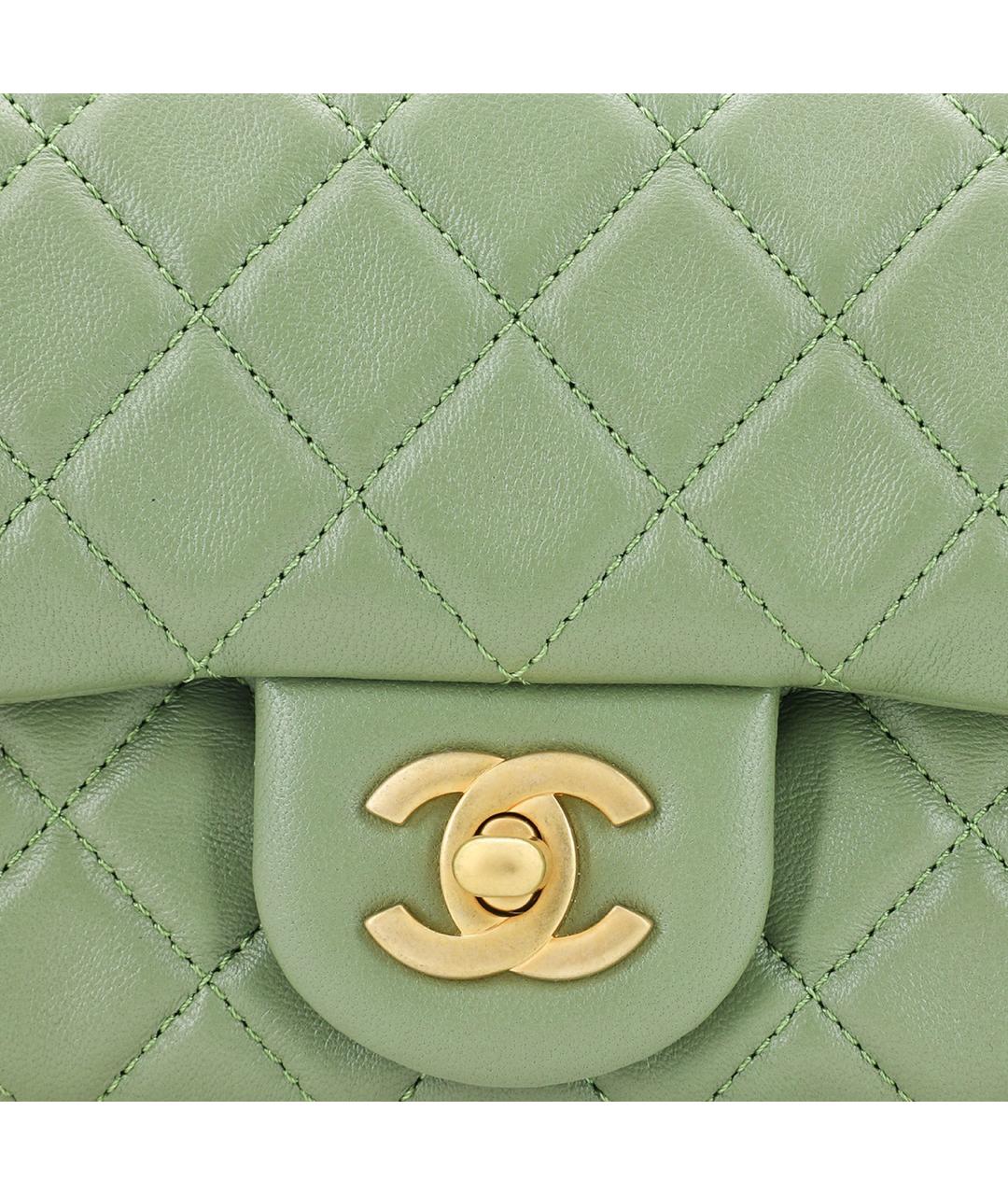CHANEL Зеленая кожаная сумка через плечо, фото 5
