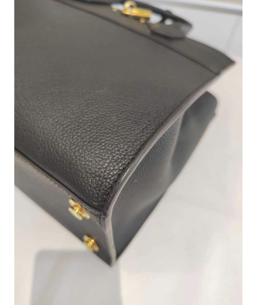 LOUIS VUITTON Черная кожаная сумка тоут, фото 5