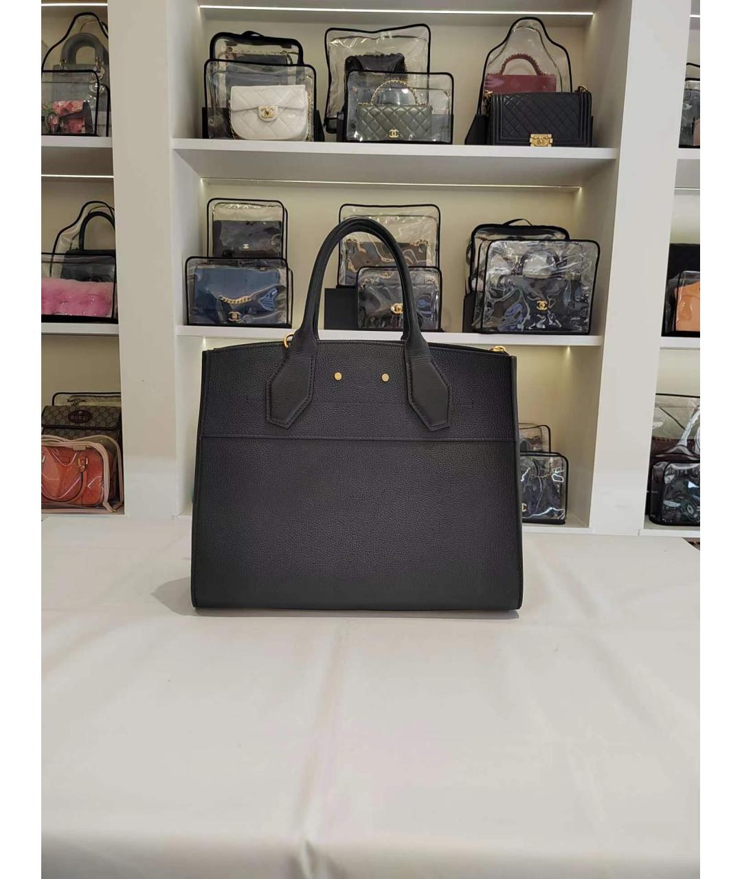 LOUIS VUITTON Черная кожаная сумка тоут, фото 3