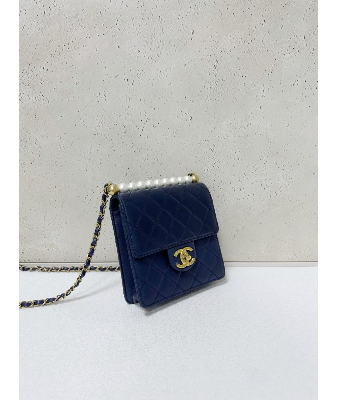 CHANEL Голубая кожаная сумка через плечо, фото 4