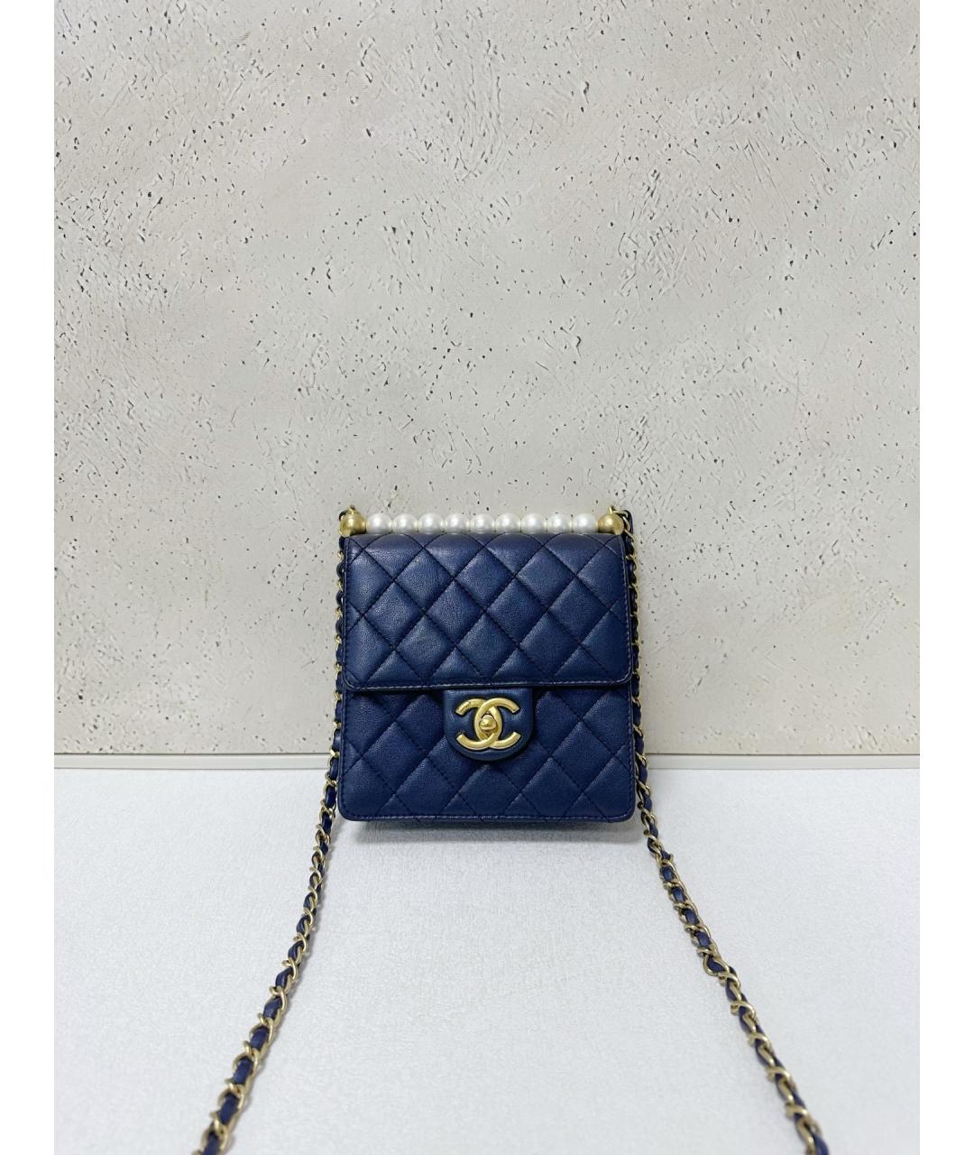 CHANEL Голубая кожаная сумка через плечо, фото 7
