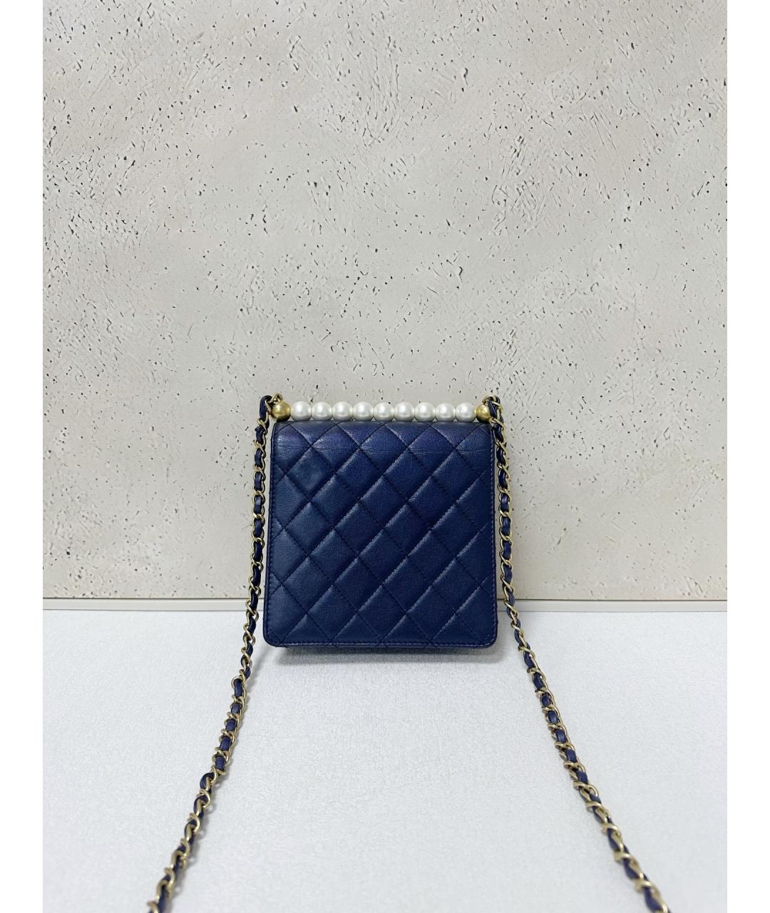 CHANEL Голубая кожаная сумка через плечо, фото 2