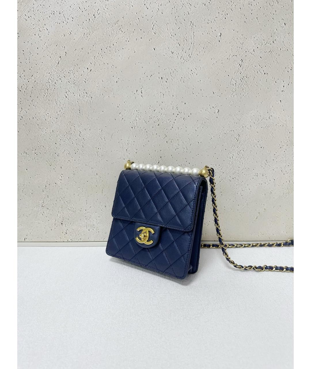 CHANEL Голубая кожаная сумка через плечо, фото 3