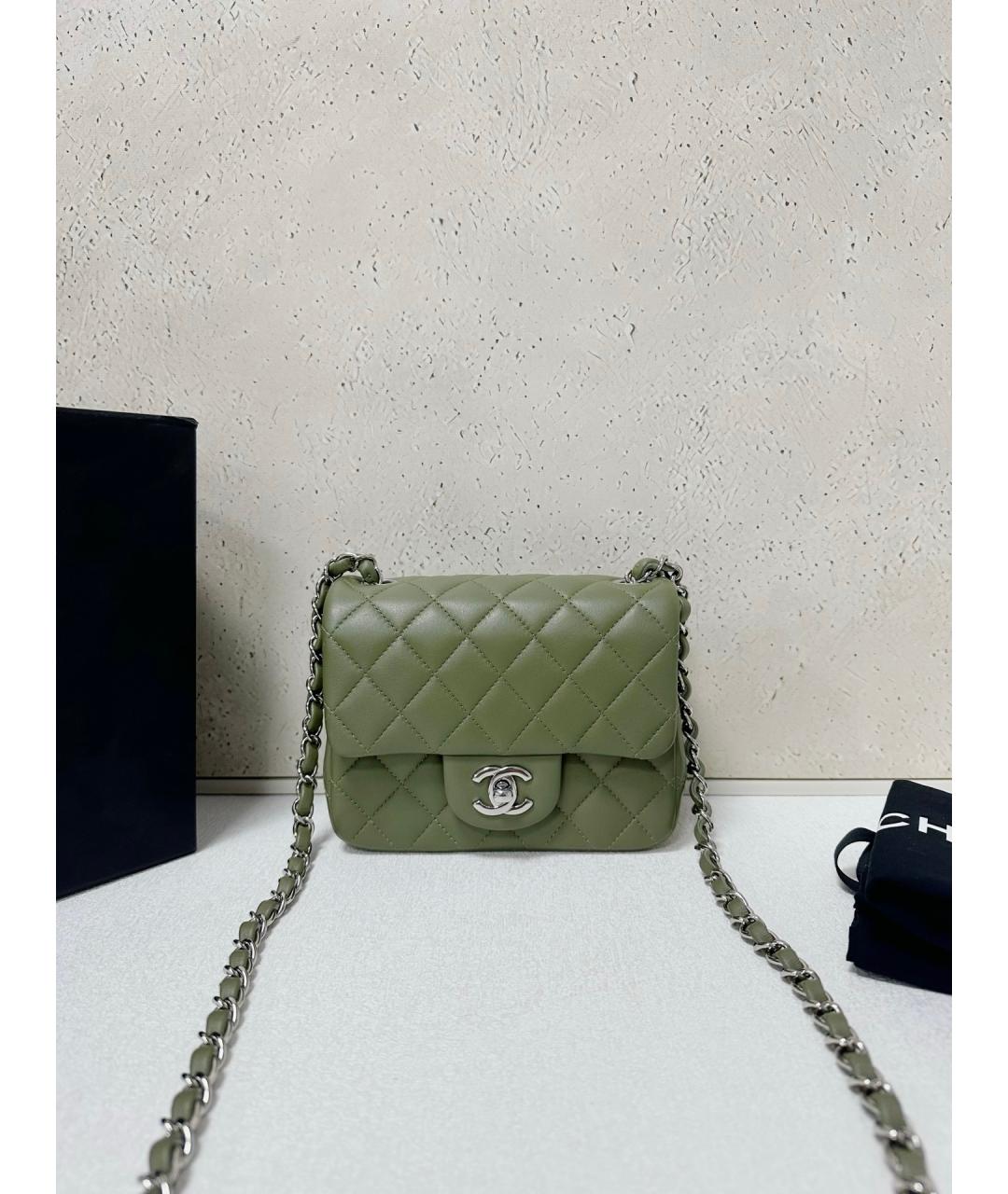 CHANEL Зеленая кожаная сумка через плечо, фото 7