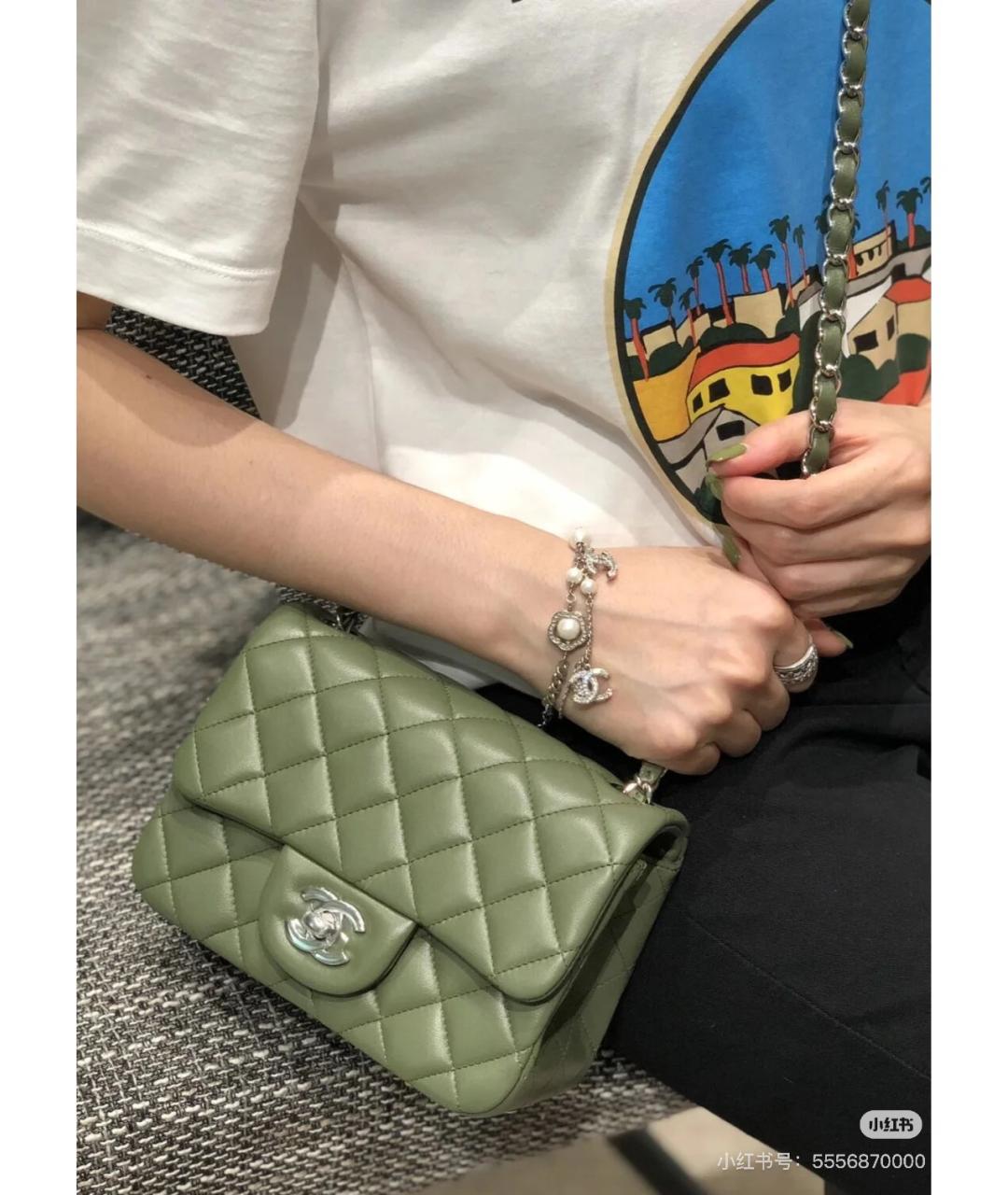 CHANEL Зеленая кожаная сумка через плечо, фото 6