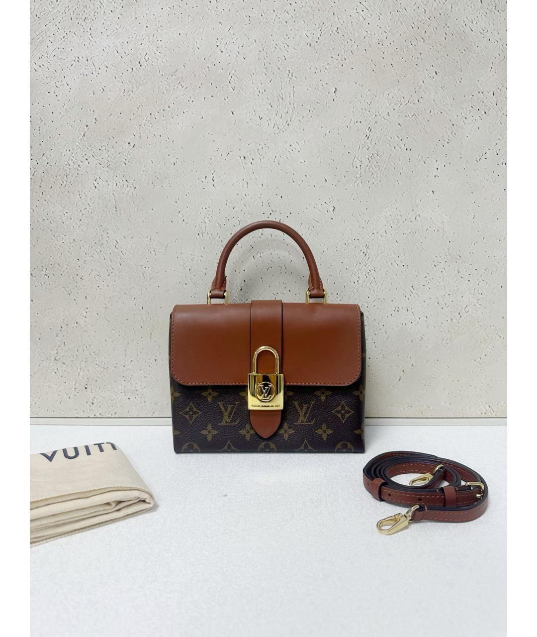 LOUIS VUITTON Коричневая кожаная сумка с короткими ручками, фото 7